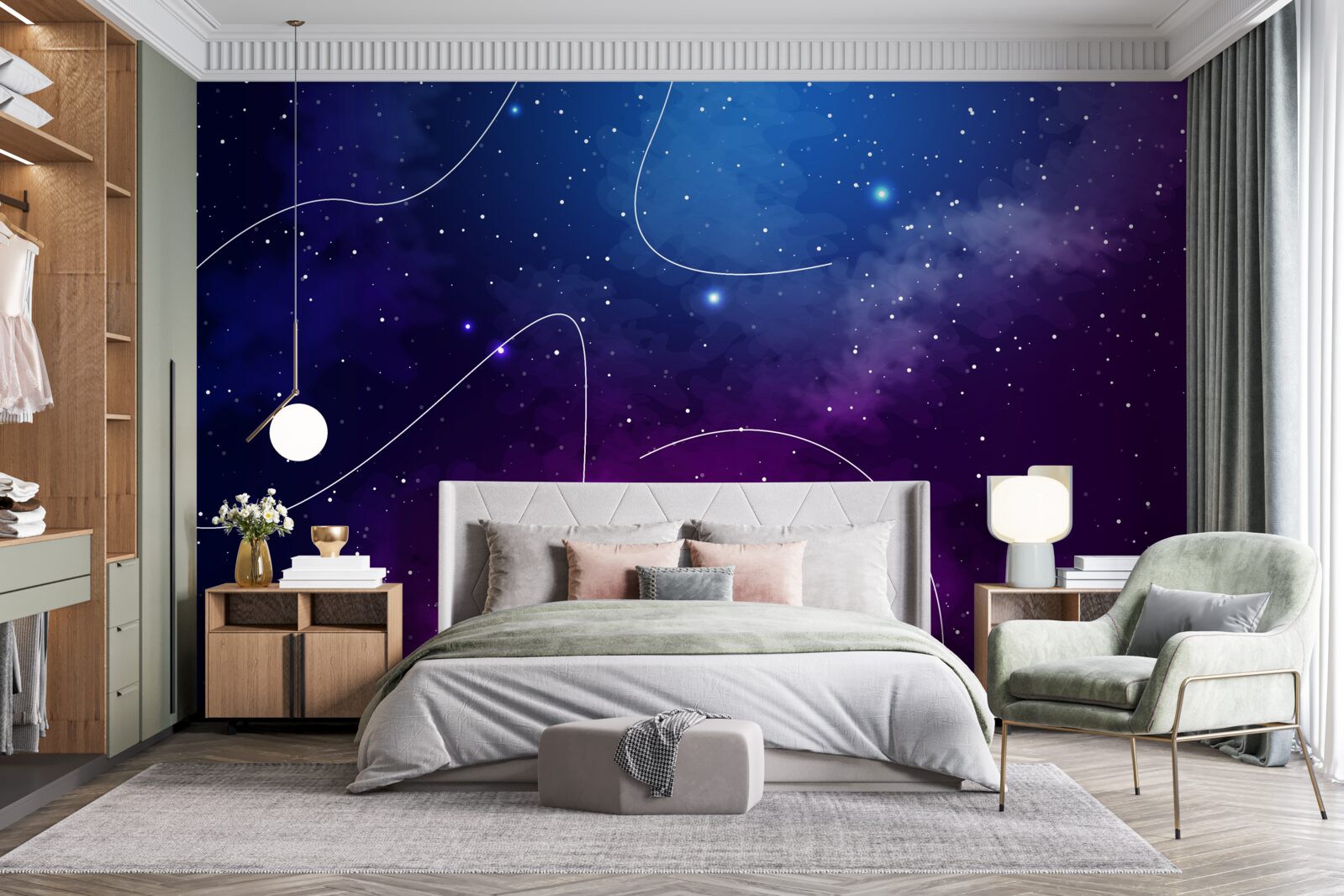 Фотошпалери ніч занурилася в космічну темряву