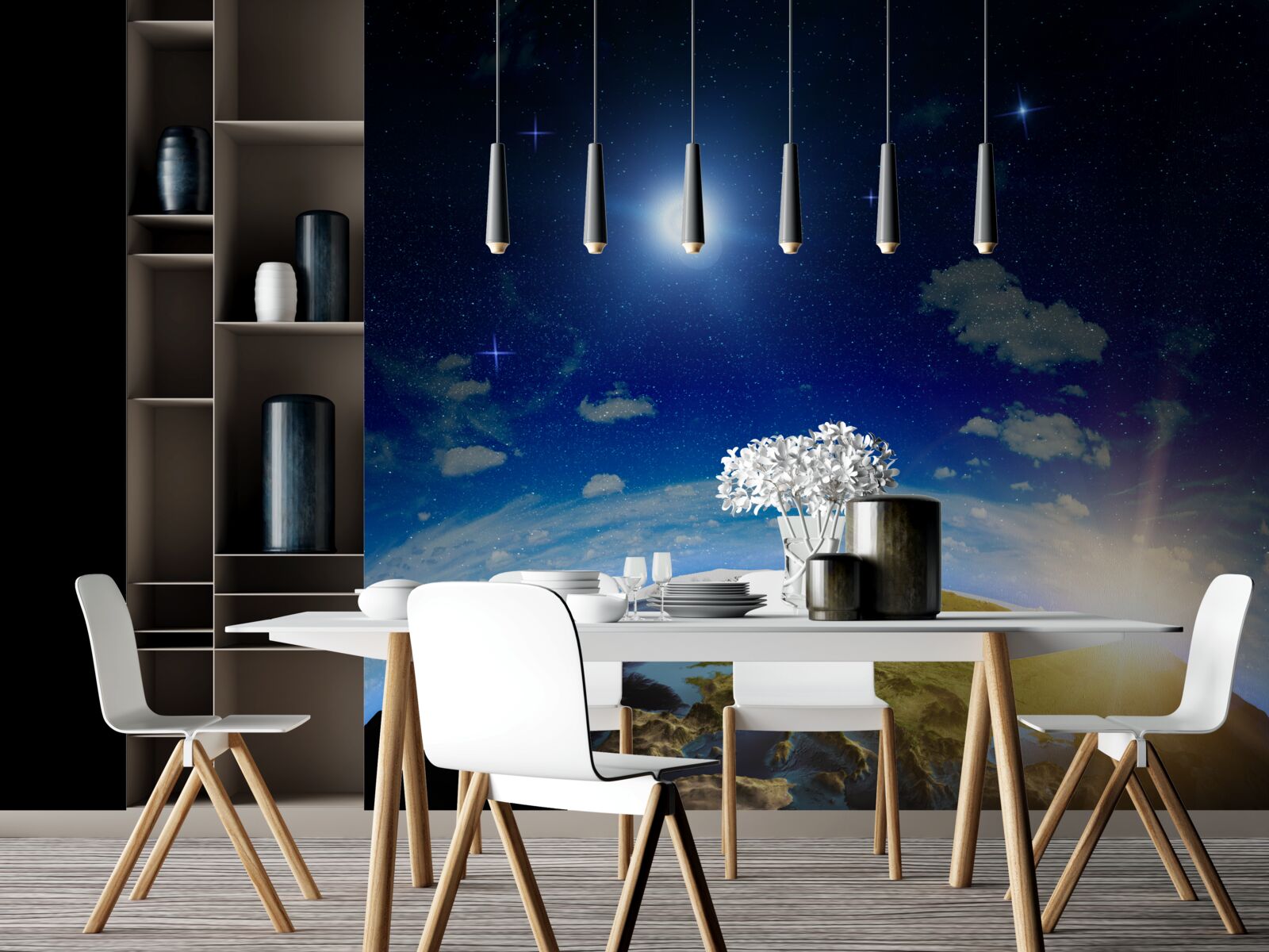 Фотошпалери сонце сходить над планетою