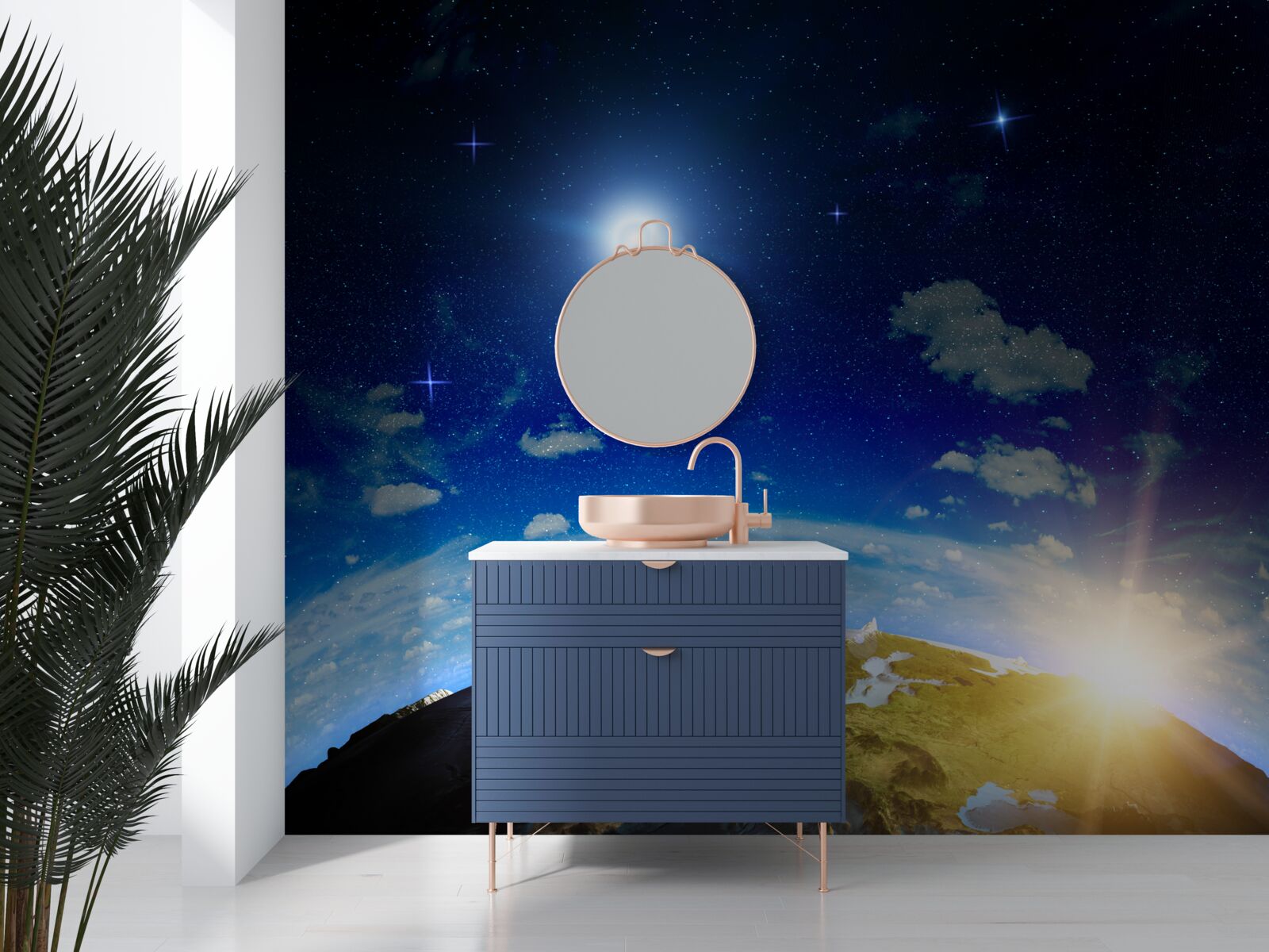 Фотошпалери сонце сходить над планетою