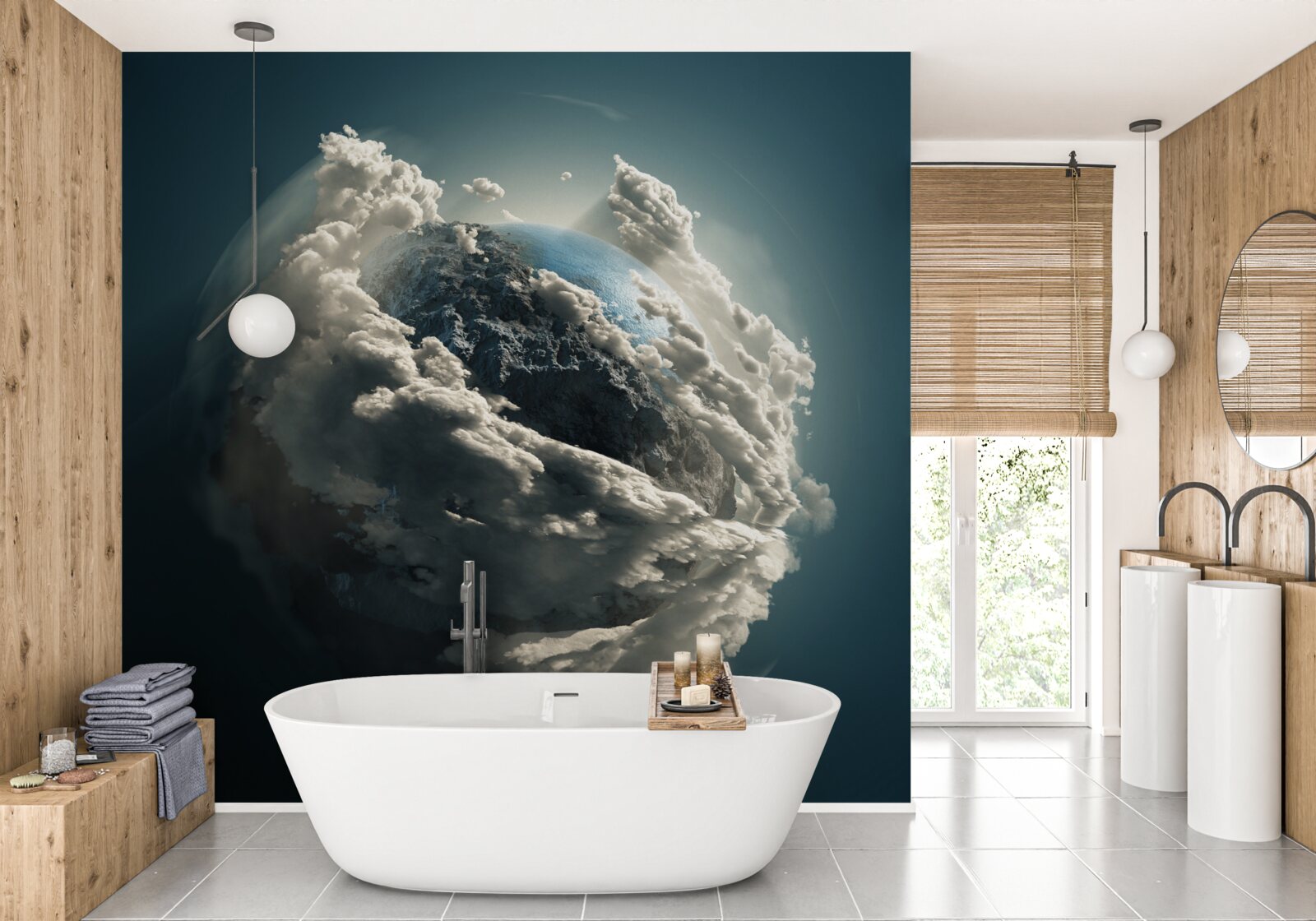 Фотошпалери щільні хмари розходяться, відкриваючи вид на землю