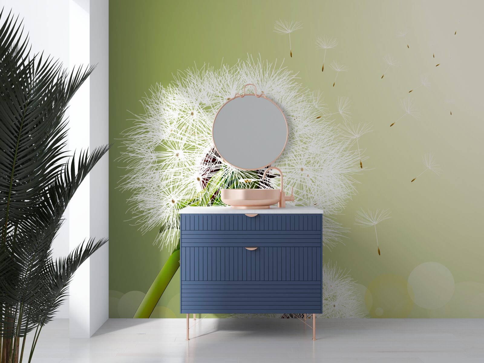 Фотошпалери біла кульбаба, що літає в повітрі