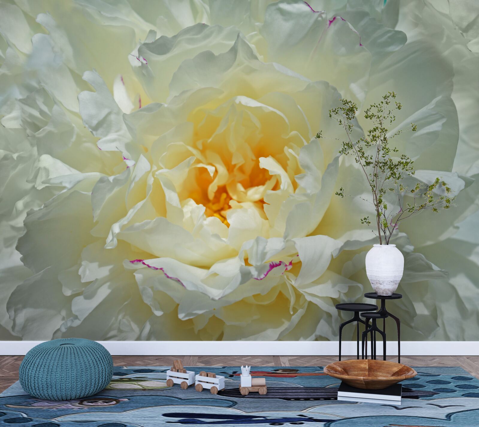 Фотошпалери зображення білої півонії крупним планом