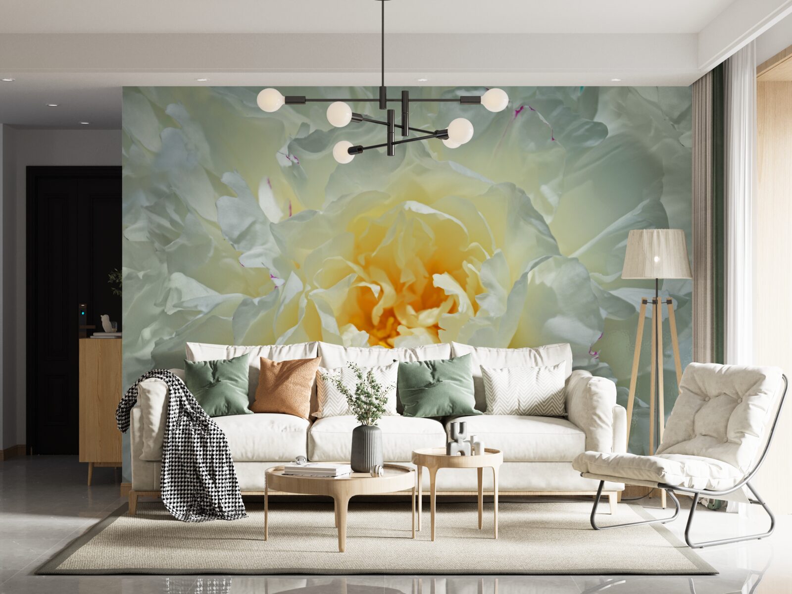 Фотошпалери зображення білої півонії крупним планом