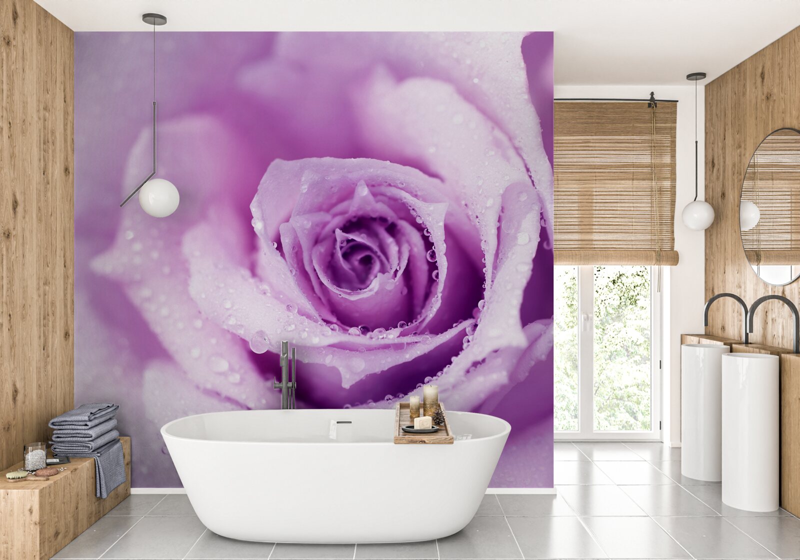 Фотошпалери рожевий з бузковим відтінком після дощу