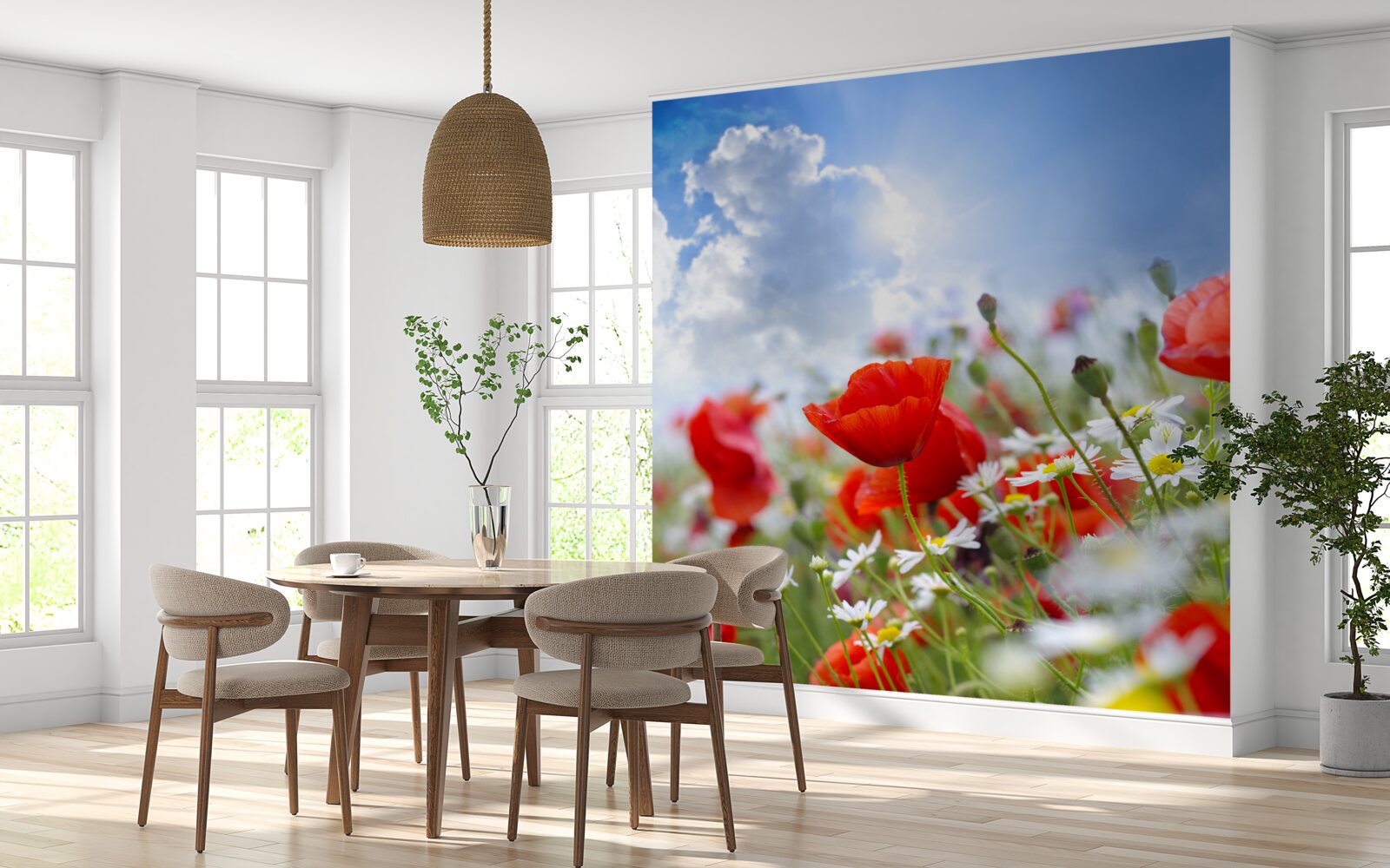 Фотошпалери польові квіти з яскравими маками