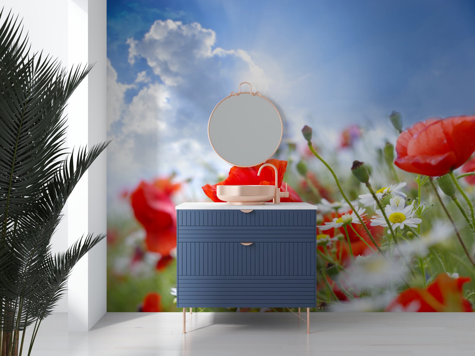 Фотошпалери польові квіти з яскравими маками