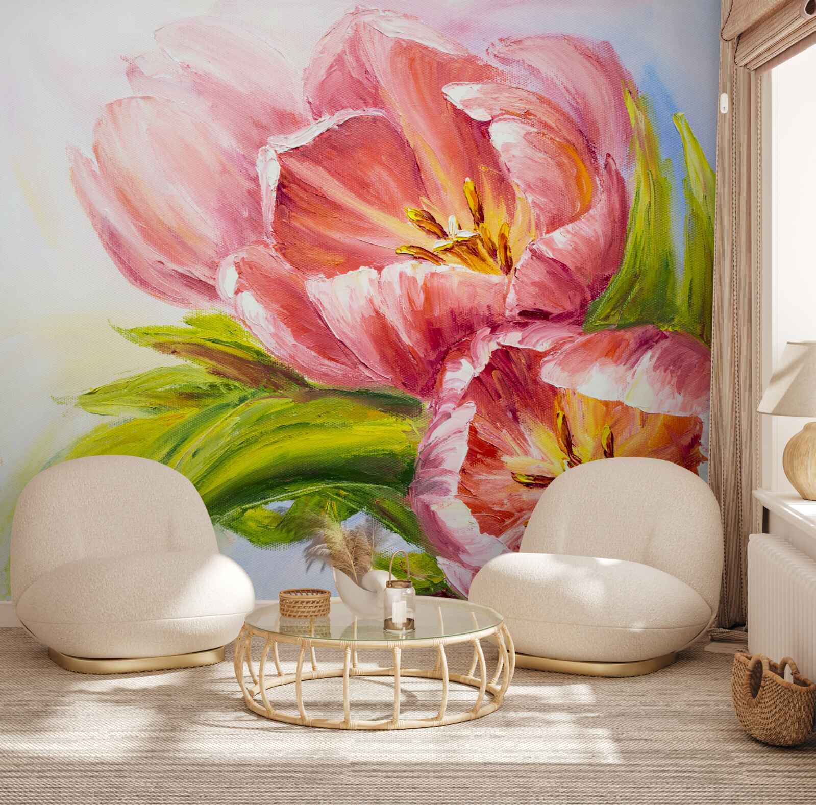 Фотошпалери тюльпани, намальовані з великим смаком і красою