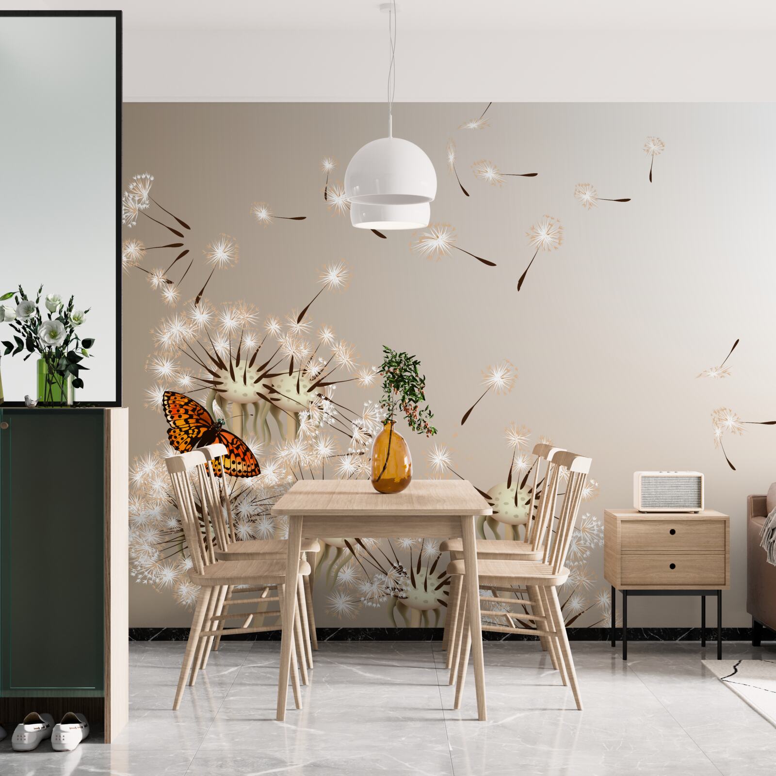 Фотошпалери метелик на ніжному молочаї