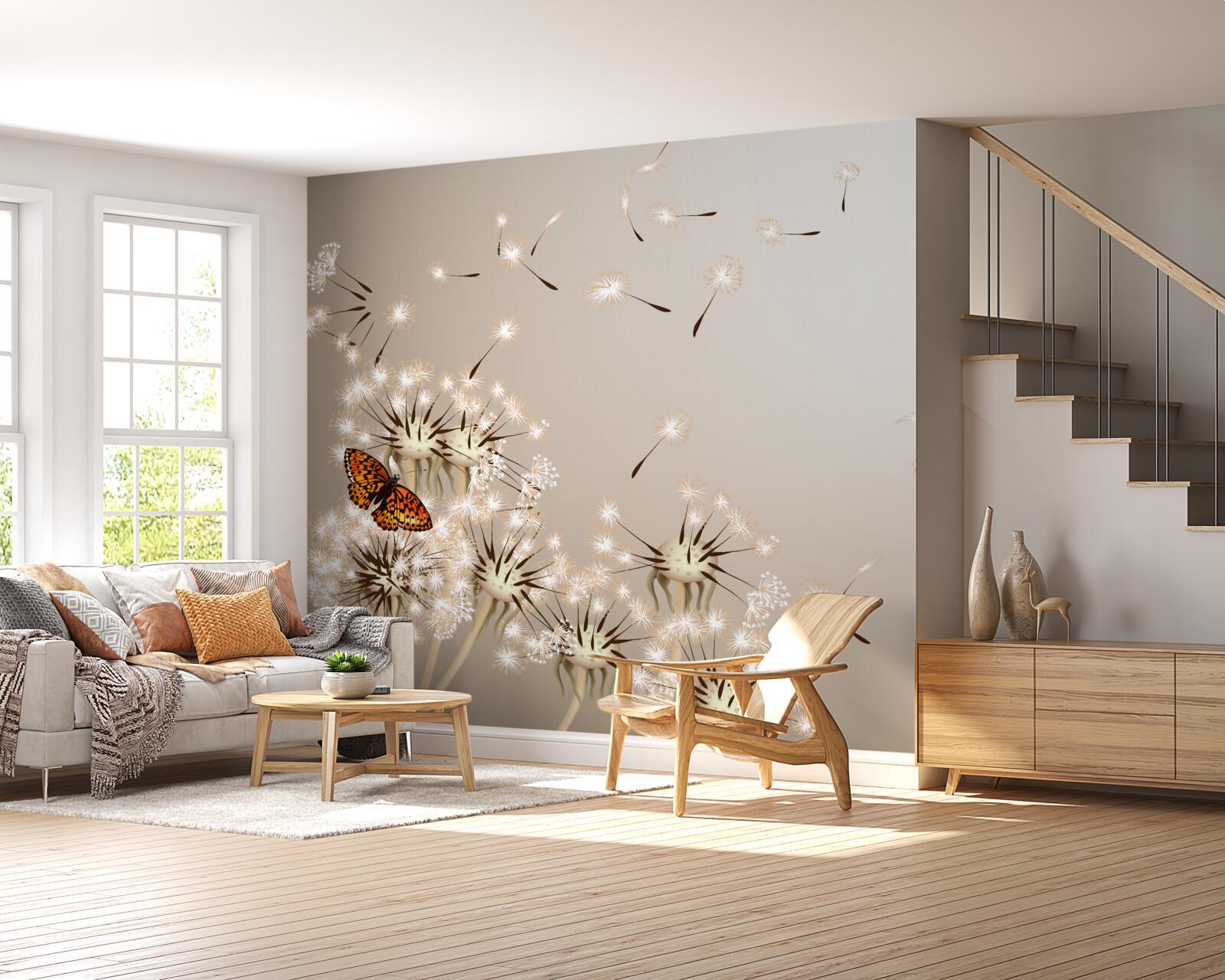 Фотошпалери метелик на ніжному молочаї