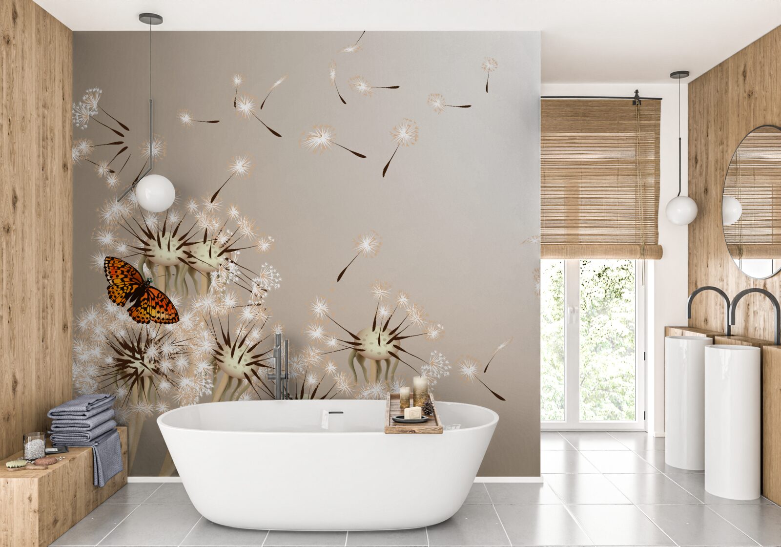 Фотошпалери метелик на ніжному молочаї