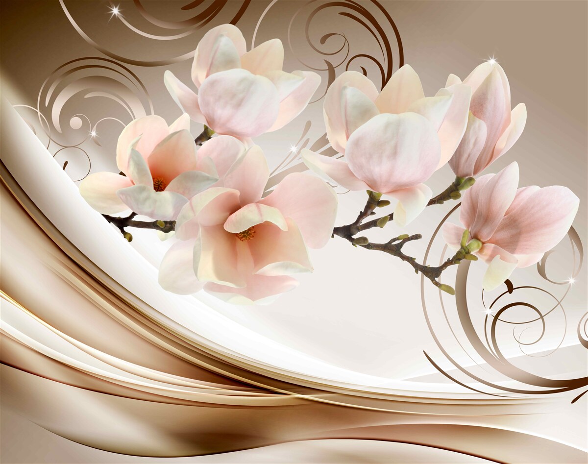 Фотошпалери квітуча гілка, прикрашена ніжними рожевими квітами