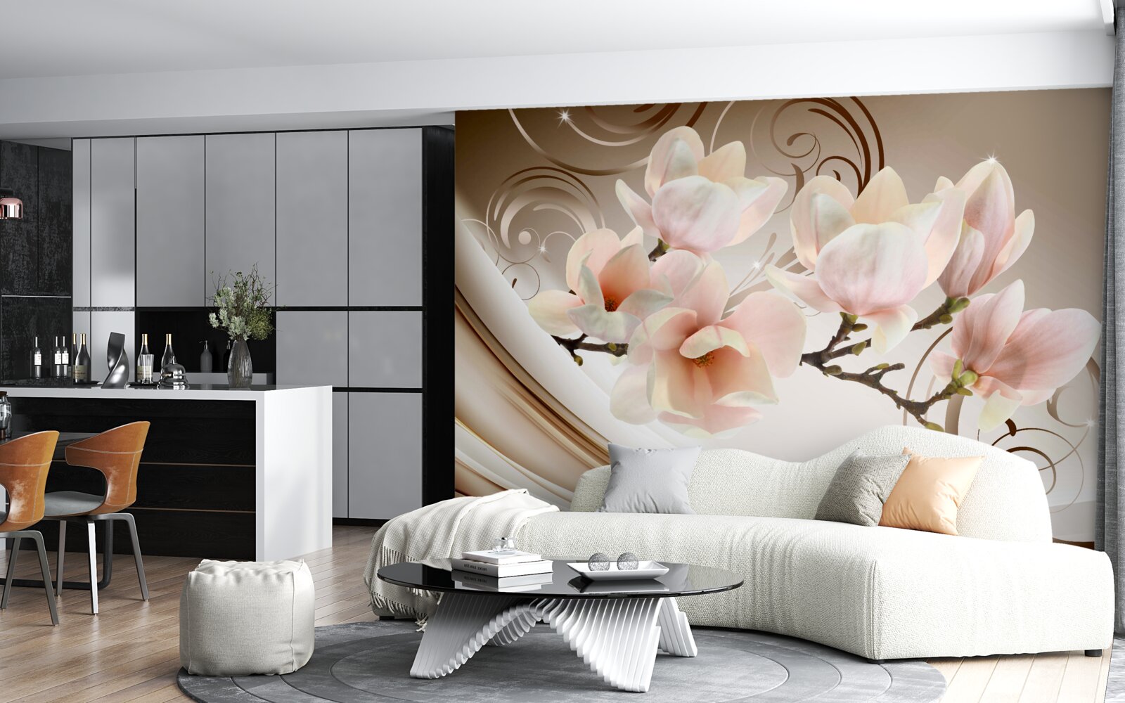 Фотошпалери квітуча гілка, прикрашена ніжними рожевими квітами