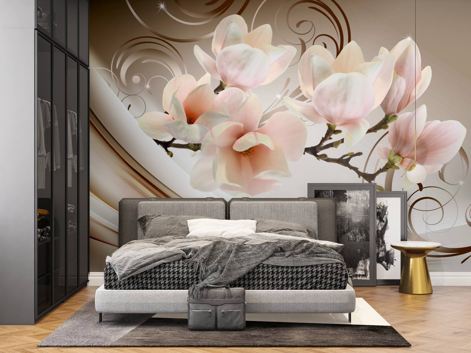 Фотошпалери квітуча гілка, прикрашена ніжними рожевими квітами