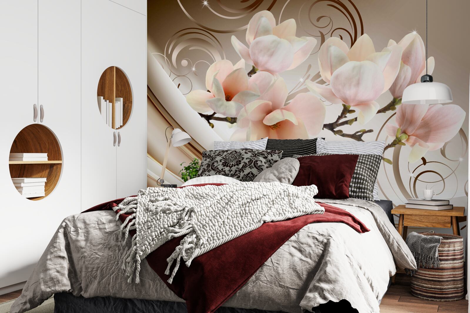 Фотошпалери квітуча гілка, прикрашена ніжними рожевими квітами