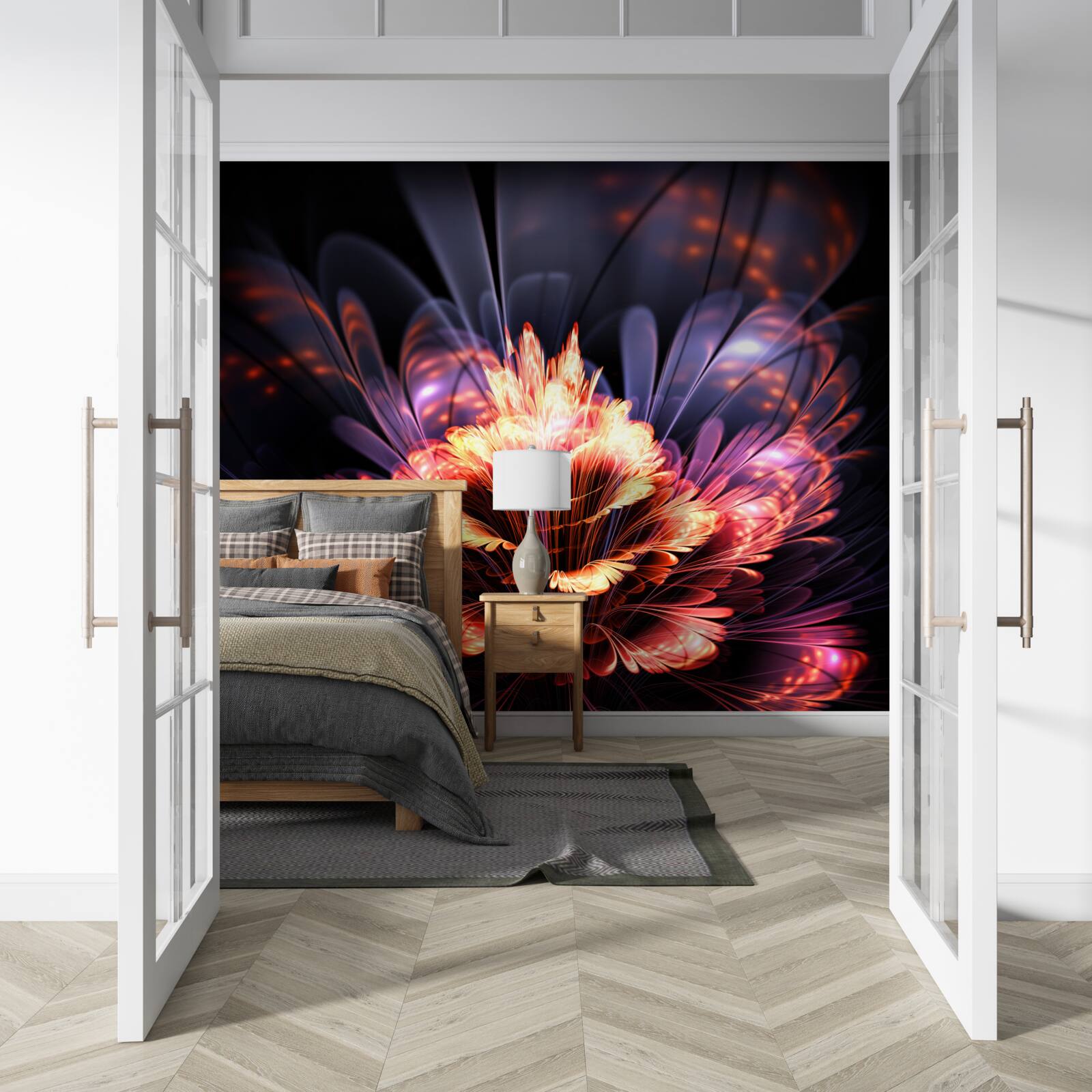 Фотошпалери прекрасна квітка, яка світиться, як полум'я