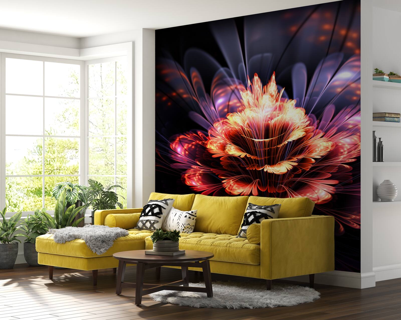 Фотошпалери прекрасна квітка, яка світиться, як полум'я