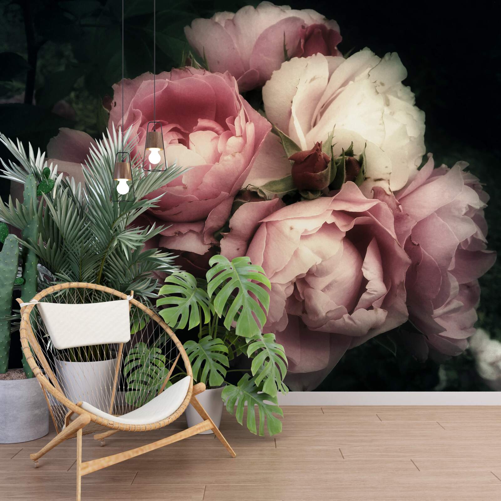 Фотошпалери великі рожеві троянди