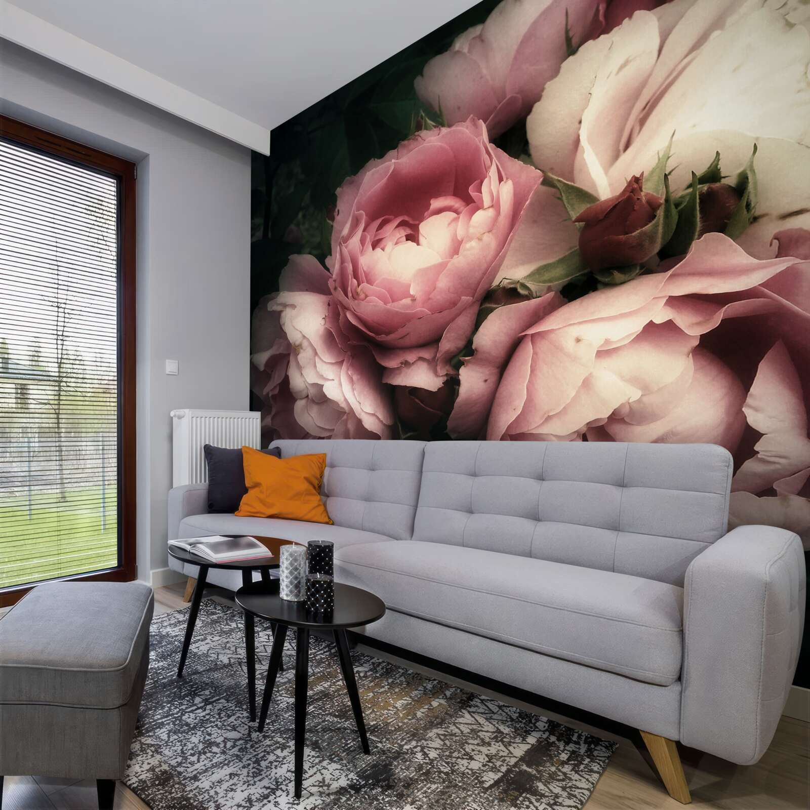 Фотошпалери великі рожеві троянди