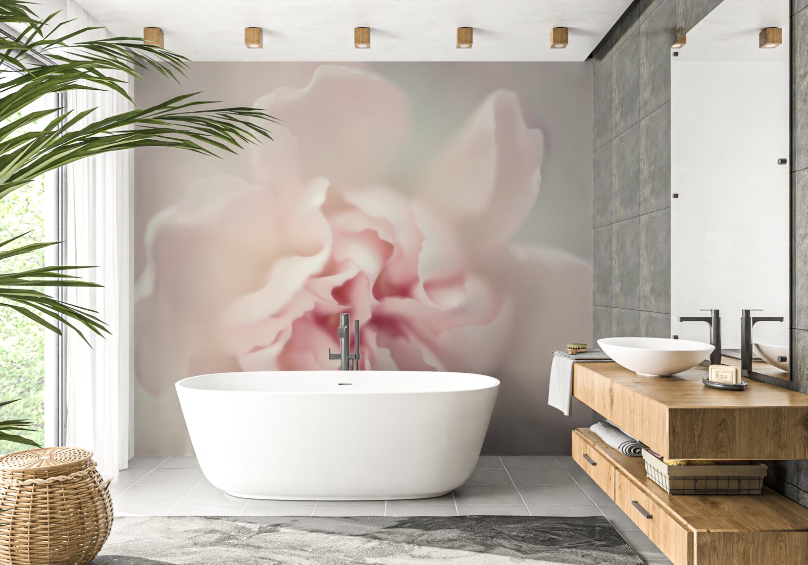 Фотошпалери бутон у ніжних відтінках рожевого