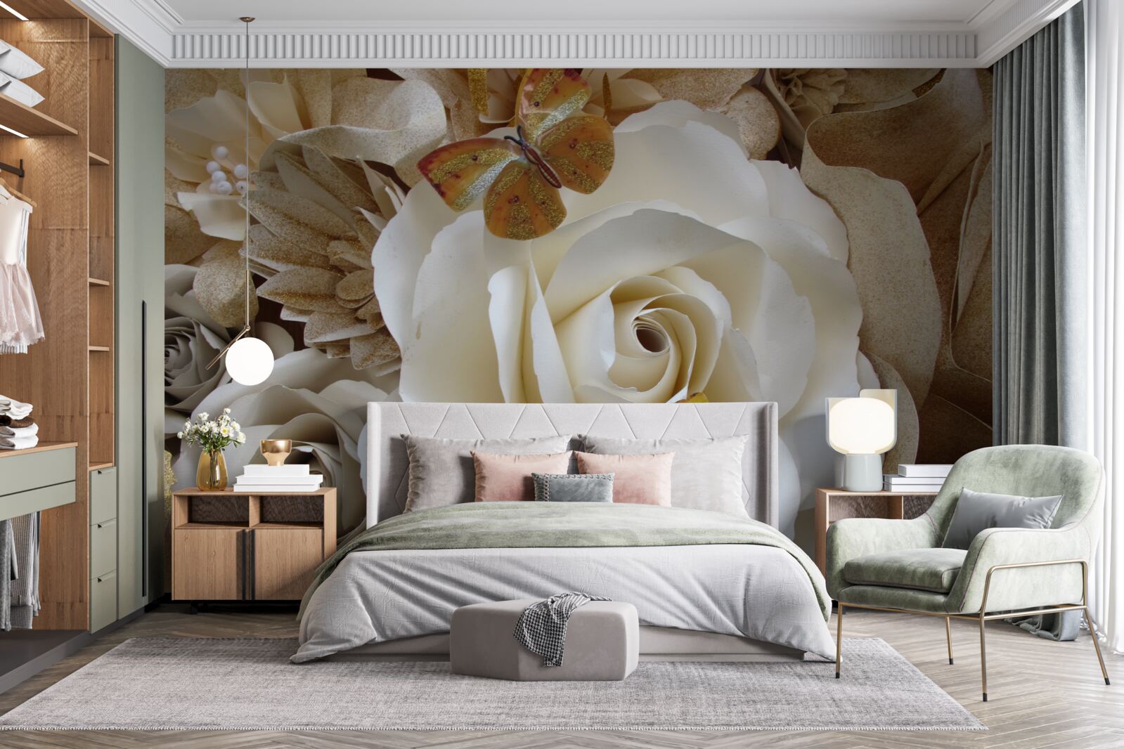 Фотошпалери великий білий гай став місцем приземлення метеликів