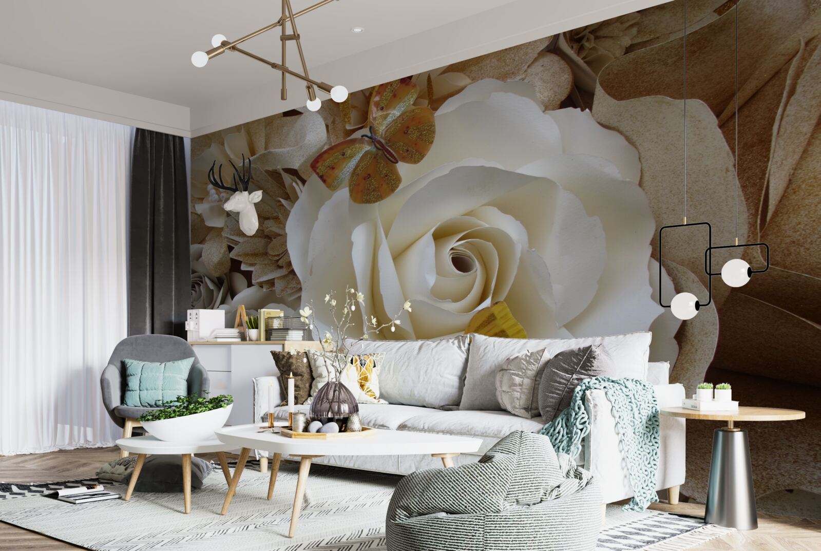 Фотошпалери великий білий гай став місцем приземлення метеликів