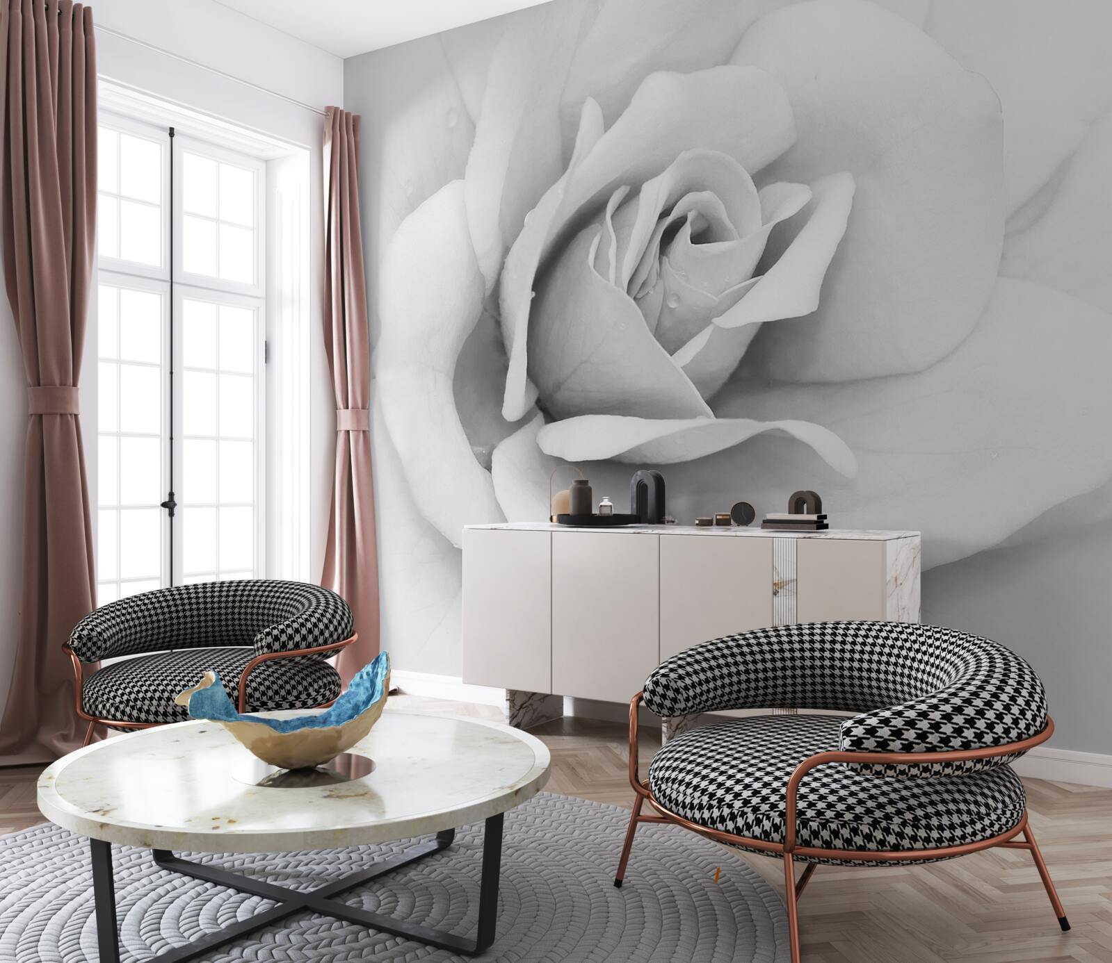 Фотошпалери збільшене зображення білої троянди