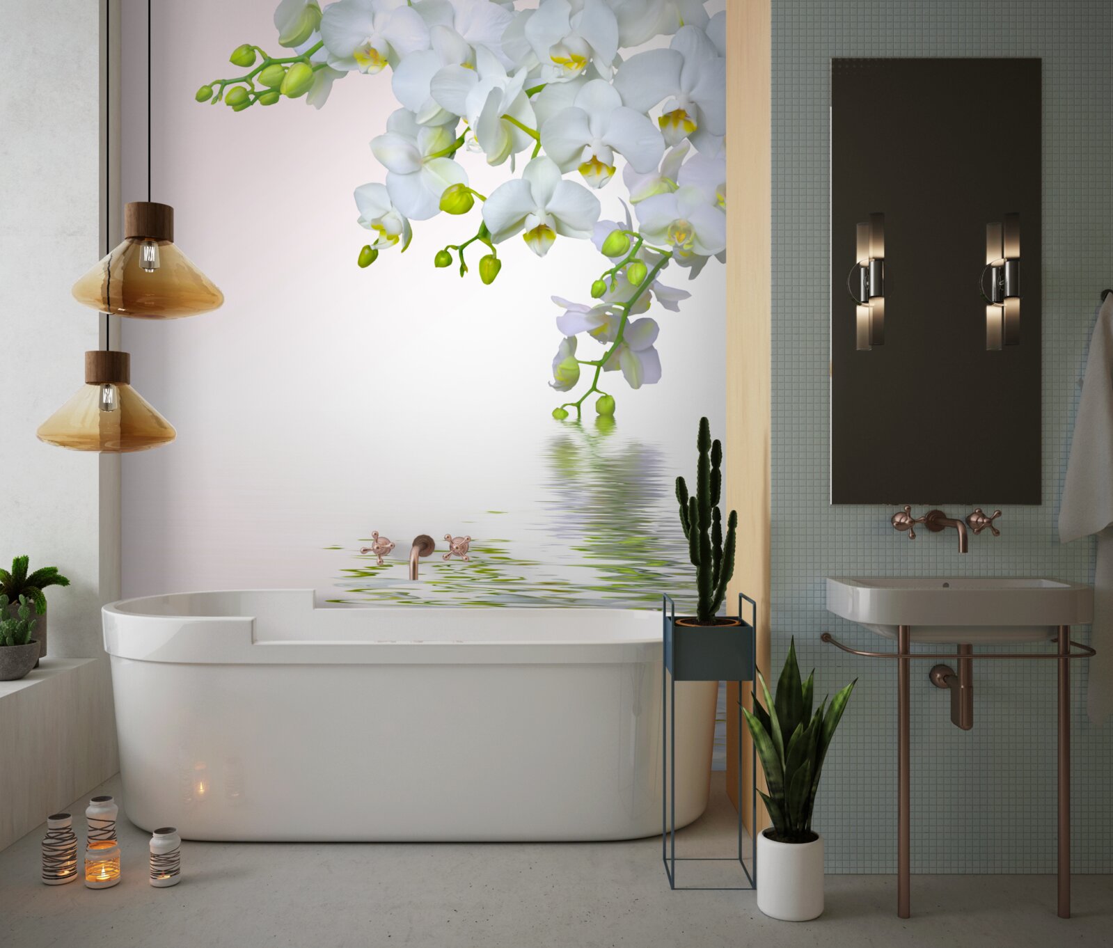 Фотошпалери орхідеї білі, як сніг на світанку