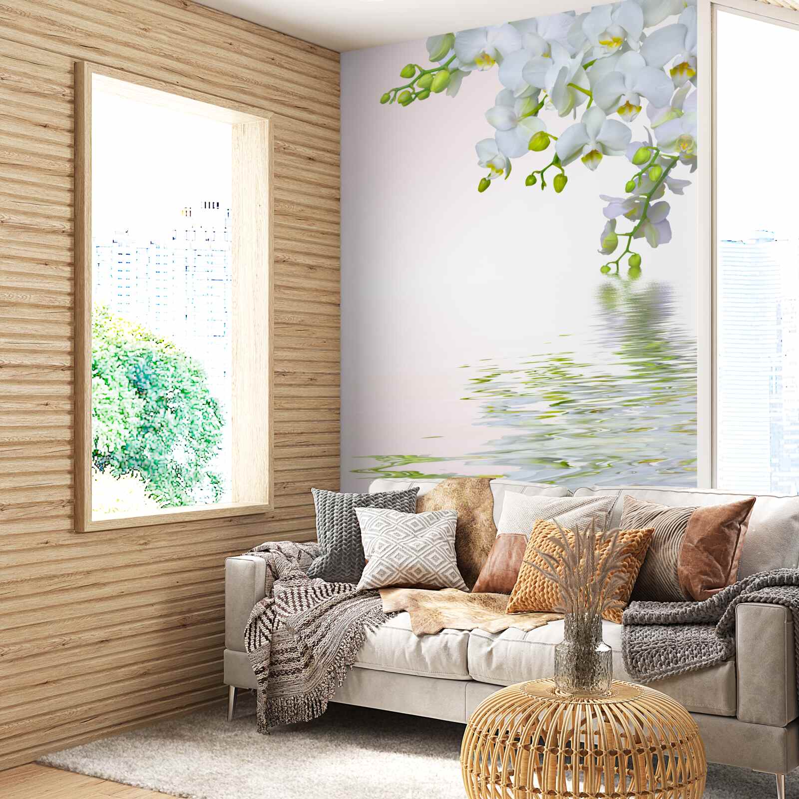 Фотошпалери орхідеї білі, як сніг на світанку