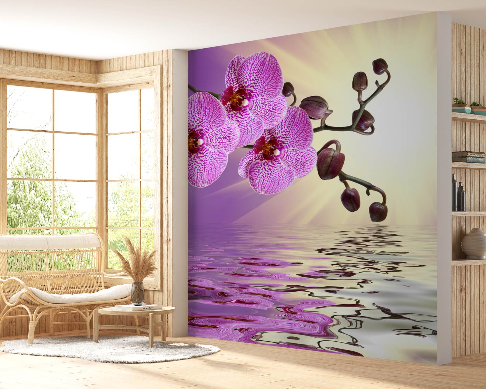 Фотошпалери відображення орхідеї у воді