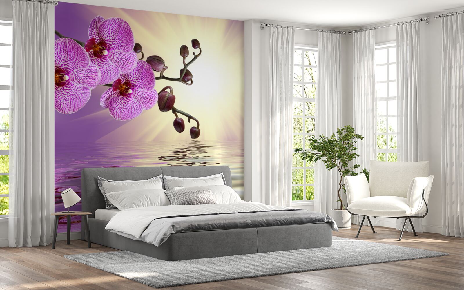 Фотошпалери відображення орхідеї у воді