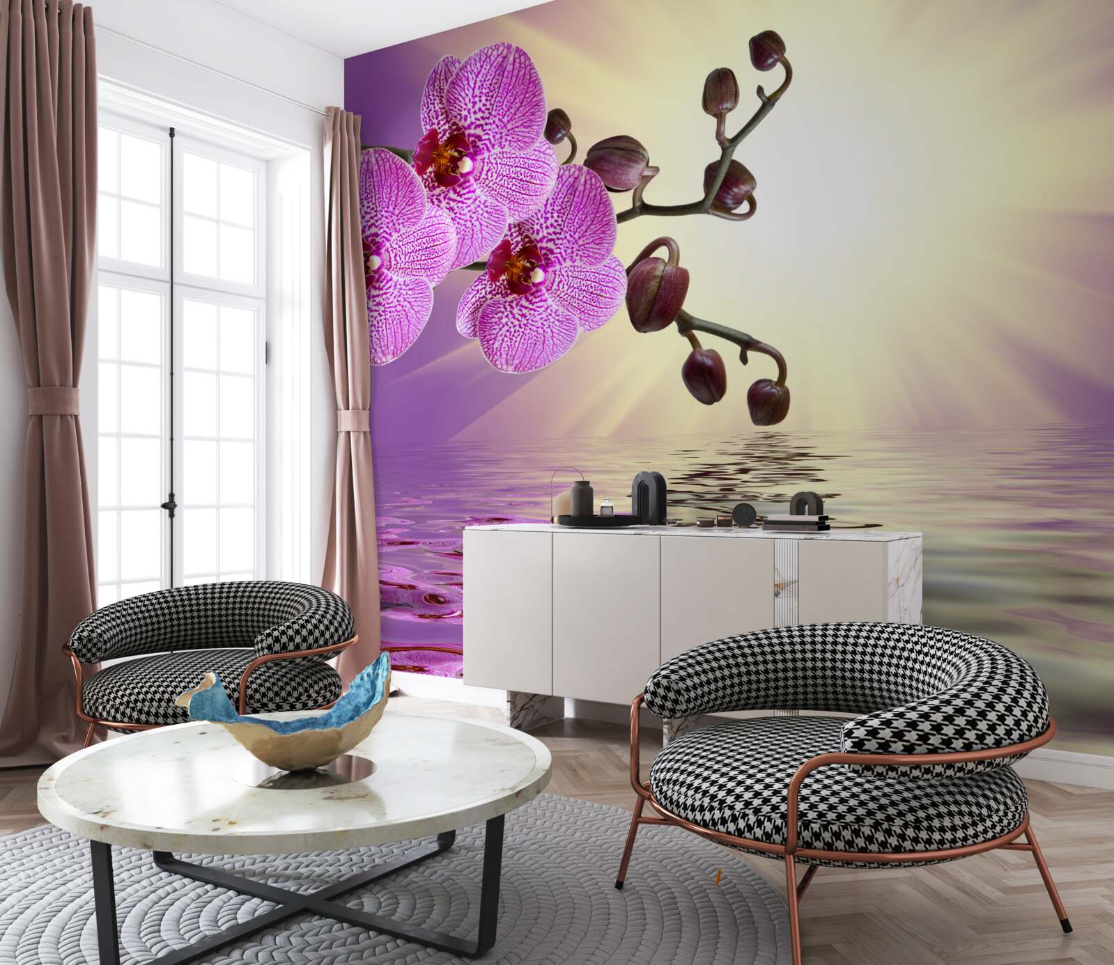 Фотошпалери відображення орхідеї у воді