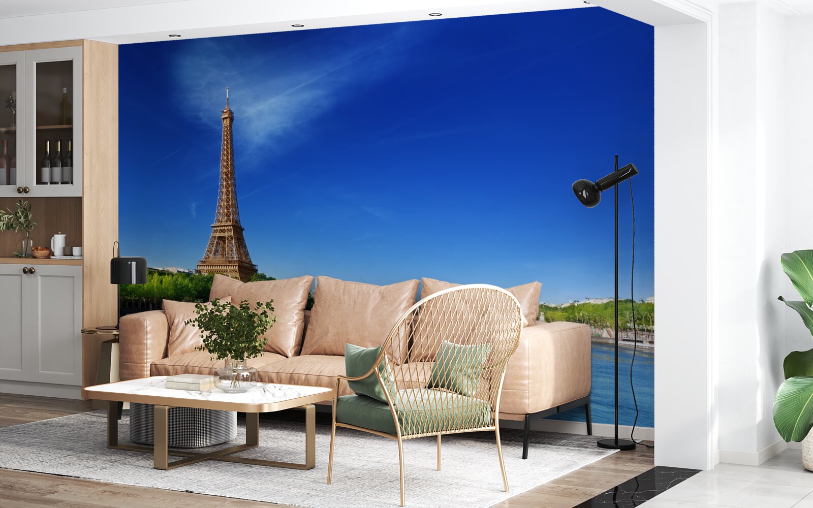 Фотошпалери панорама Ейфелевої вежі з протилежного берега