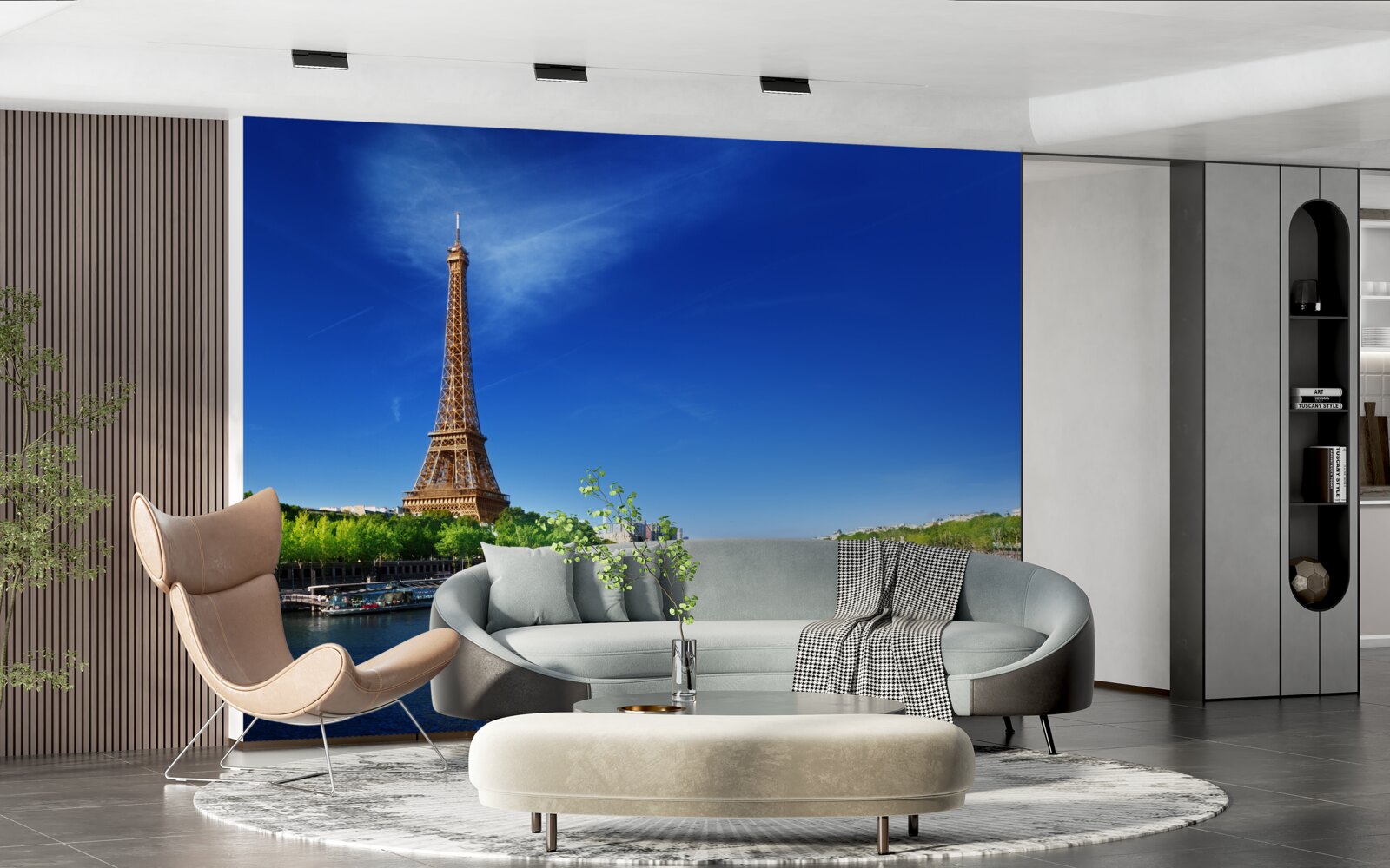 Фотошпалери панорама Ейфелевої вежі з протилежного берега