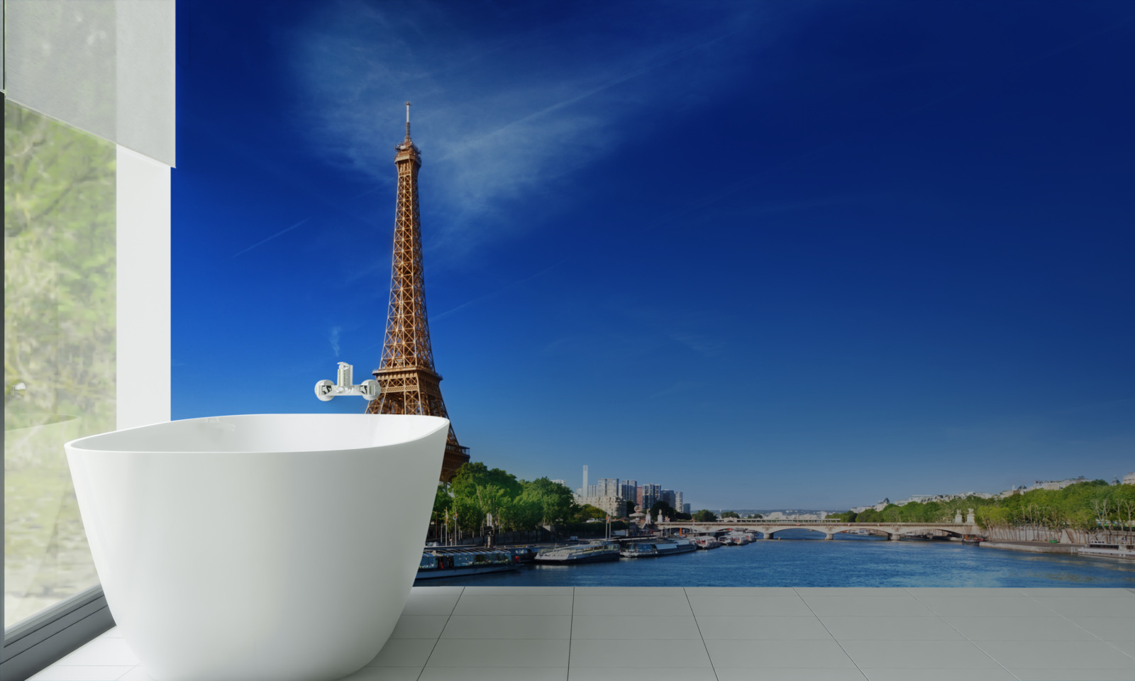 Фотошпалери панорама Ейфелевої вежі з протилежного берега
