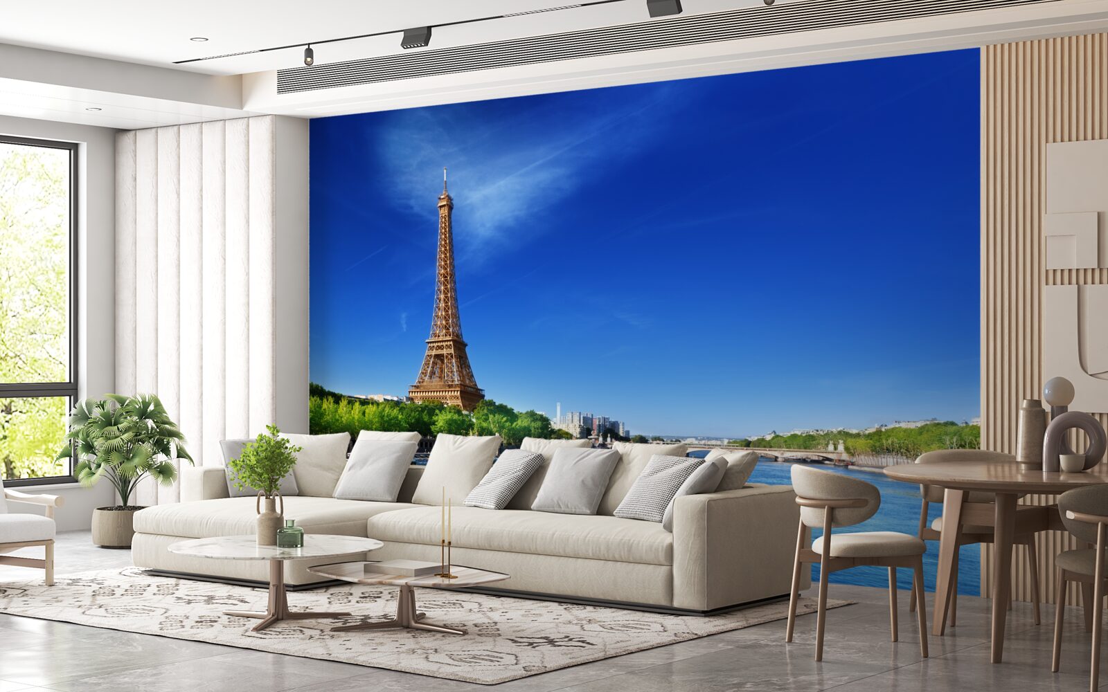 Фотошпалери панорама Ейфелевої вежі з протилежного берега