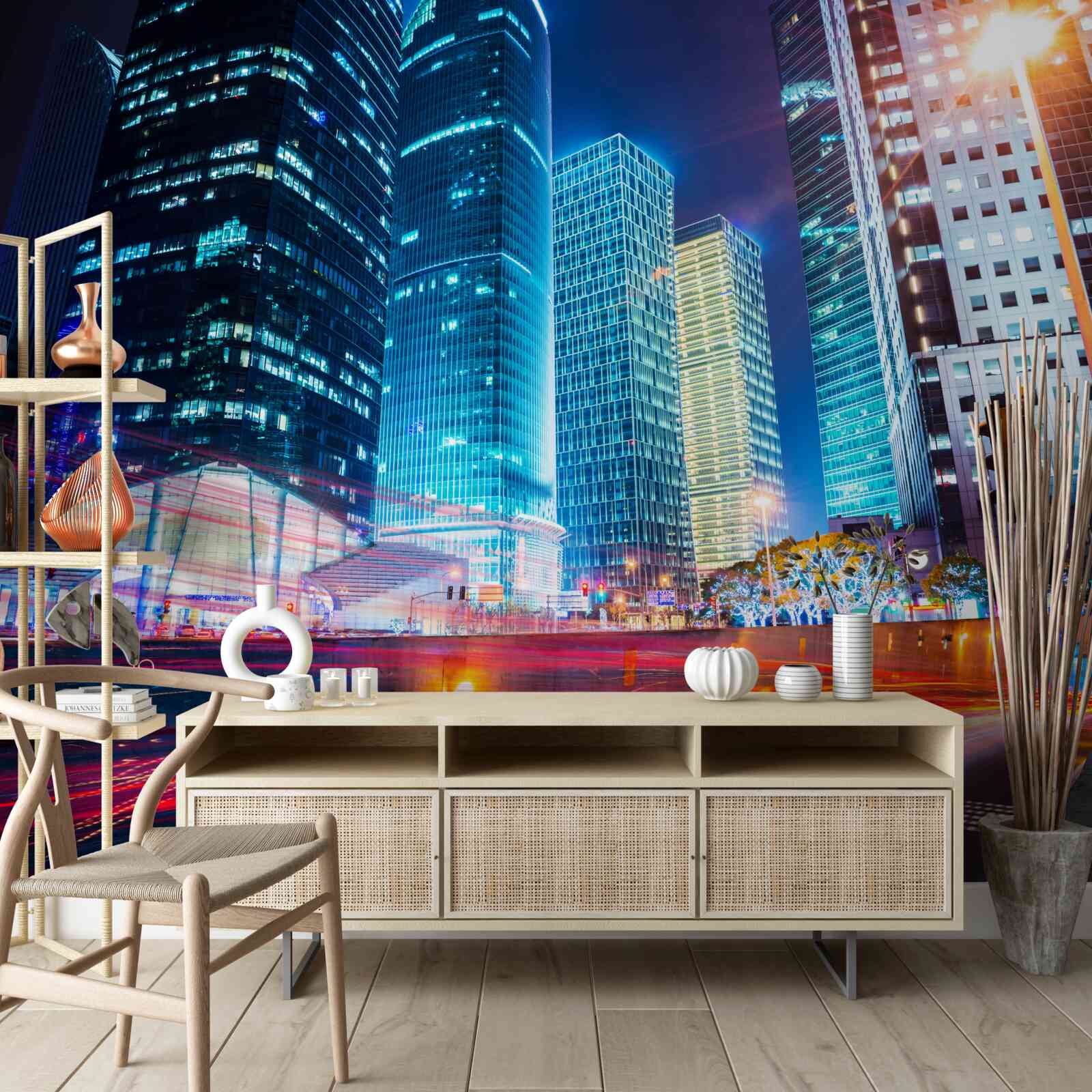 Фотошпалери нічний пейзаж мегаполісу