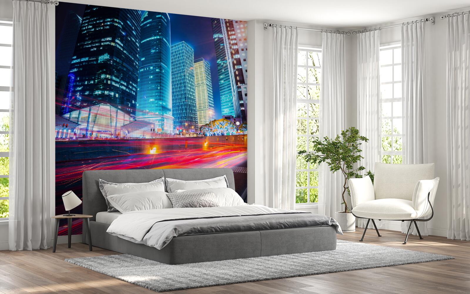 Фотошпалери нічний пейзаж мегаполісу