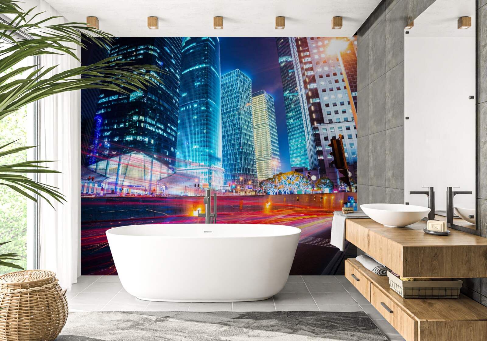 Фотошпалери нічний пейзаж мегаполісу