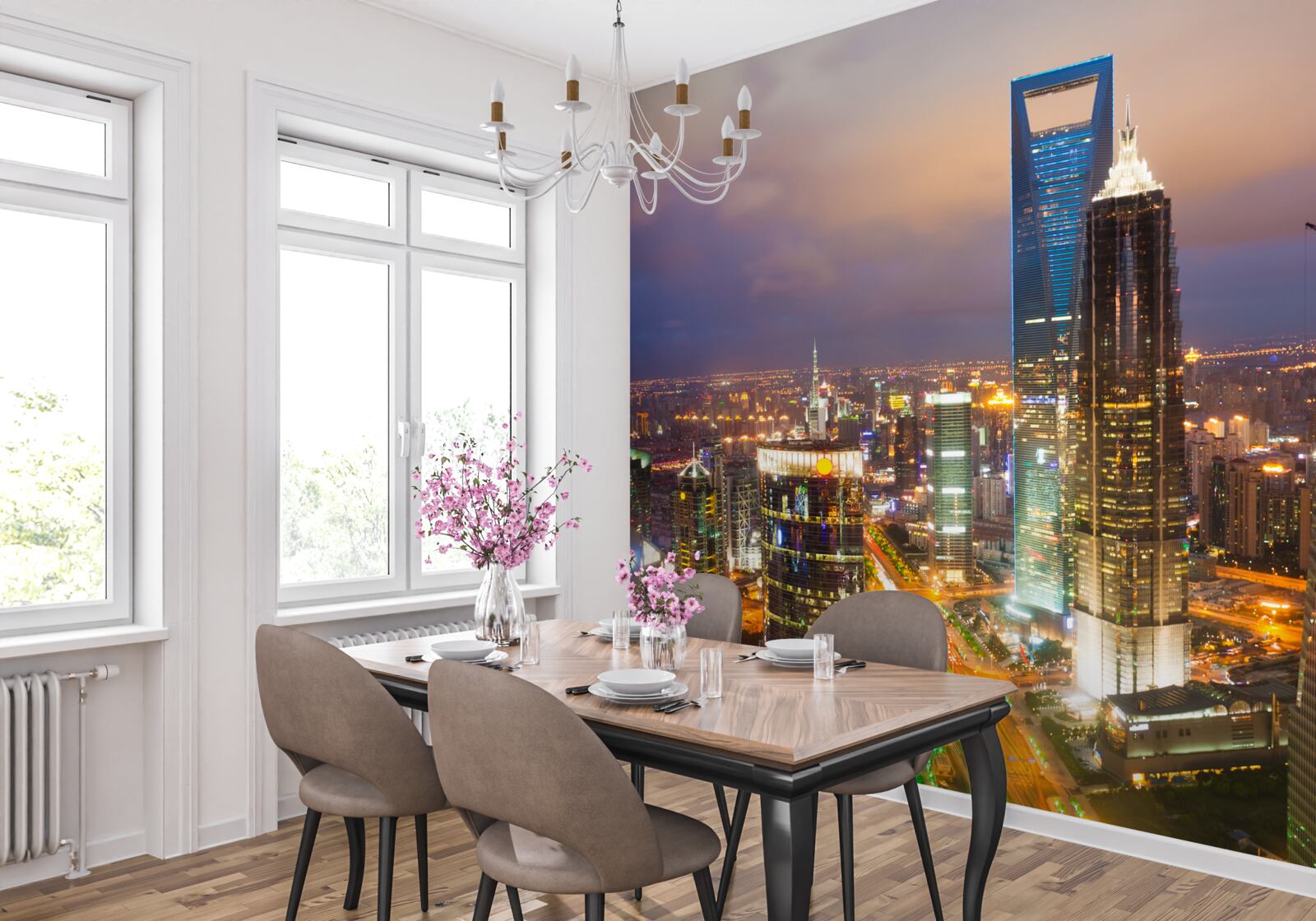 Фотошпалери нічні верхівки міських будівель