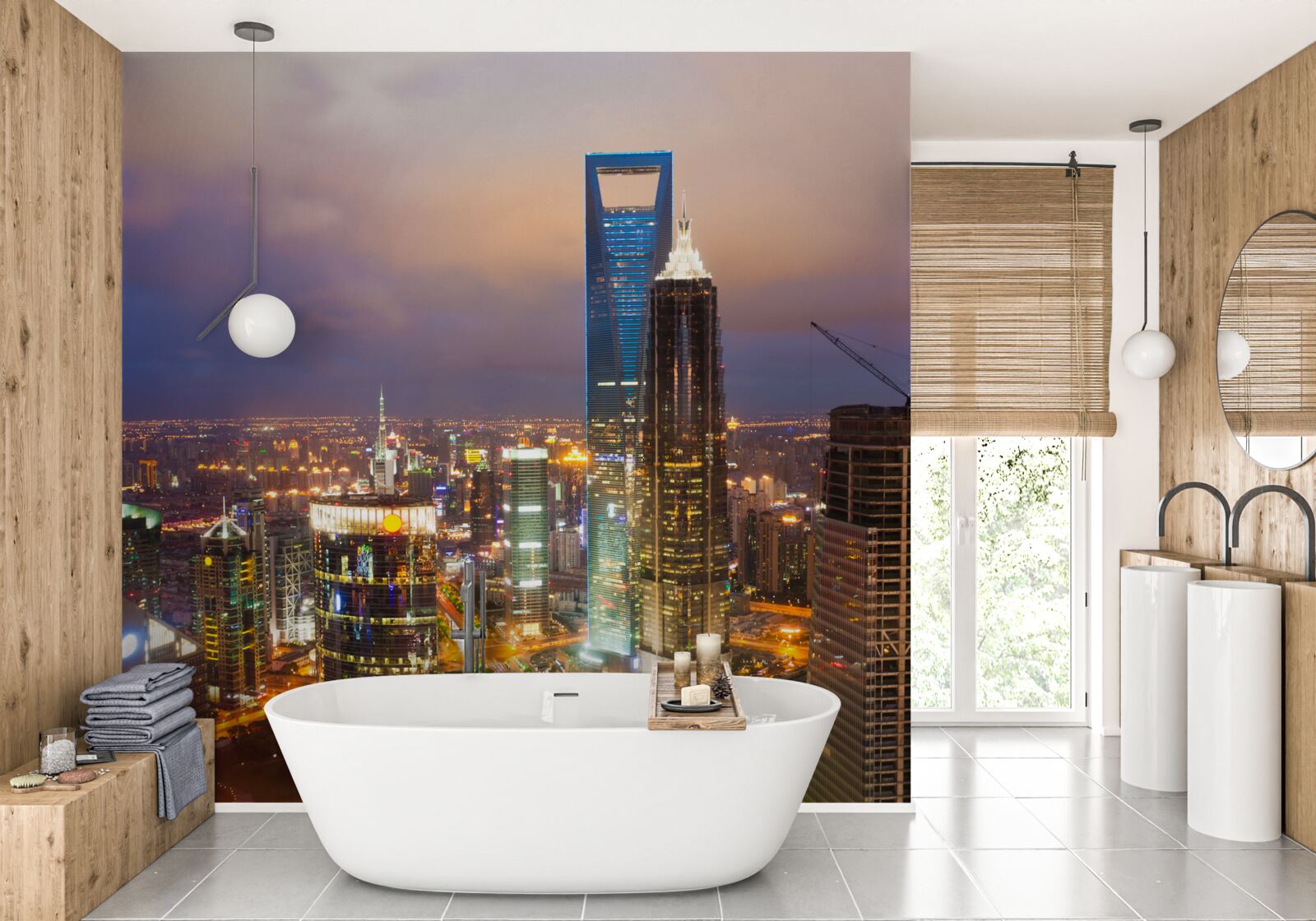 Фотошпалери нічні верхівки міських будівель