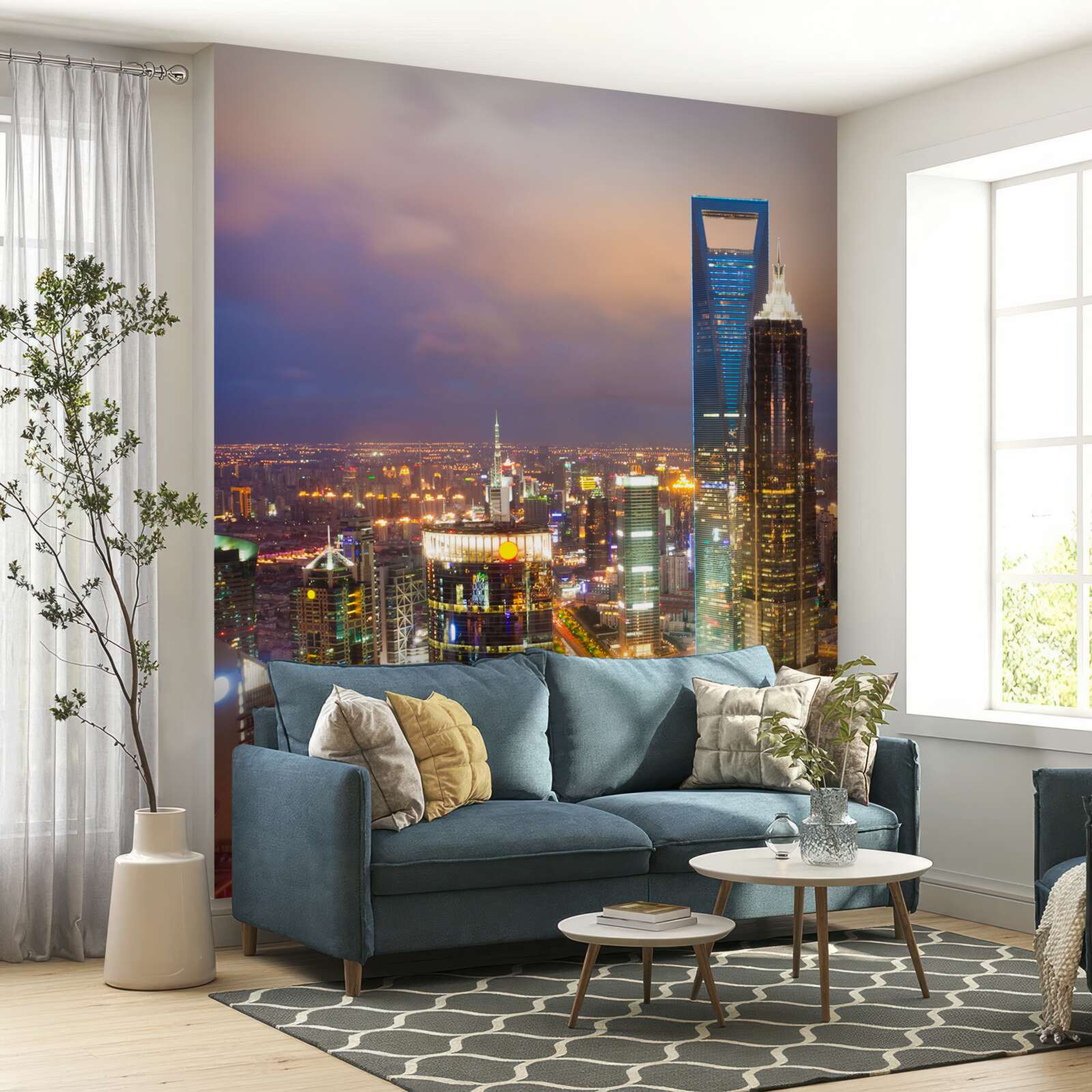 Фотошпалери нічні верхівки міських будівель