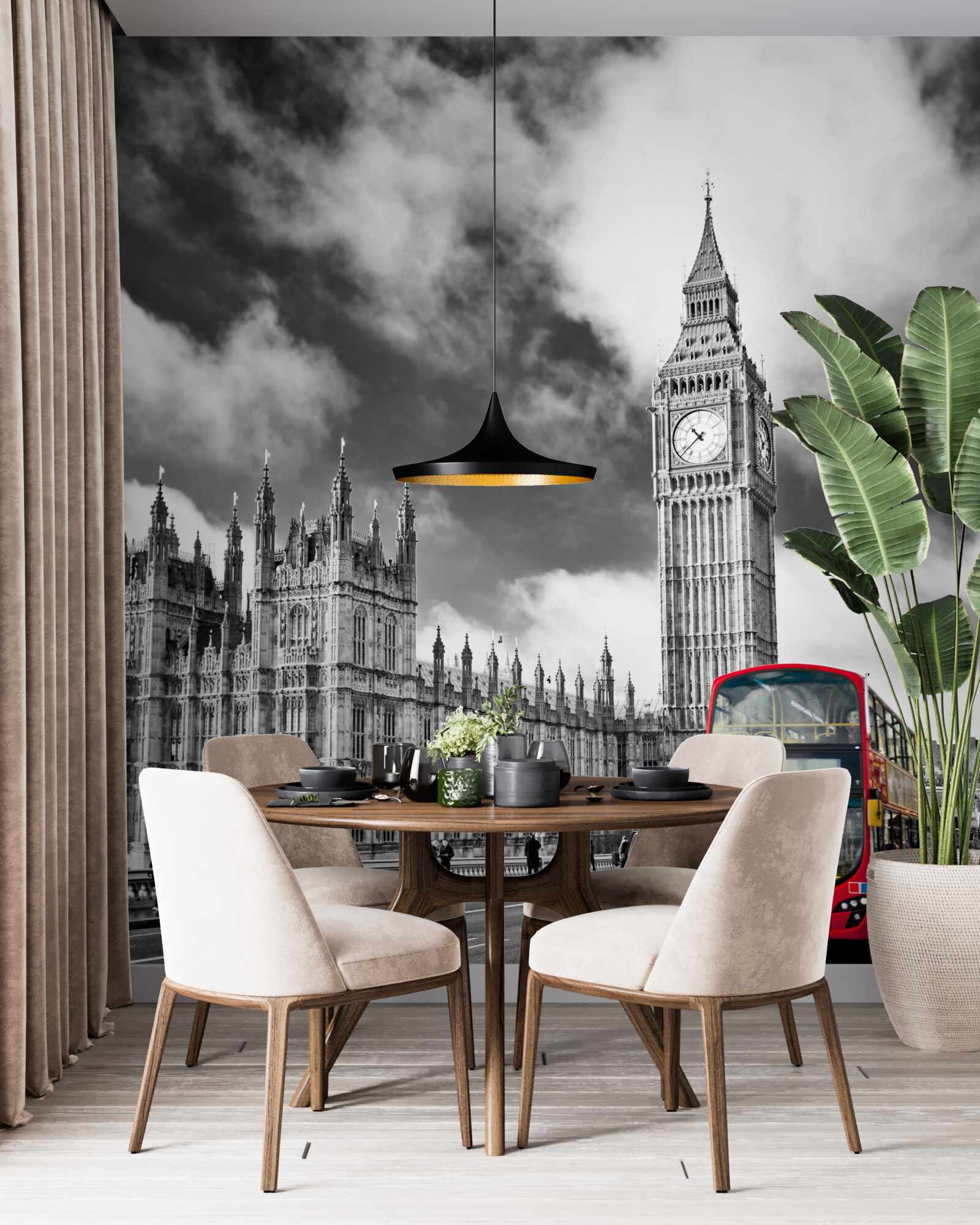 Фотошпалери біг-бен і червоний автобус