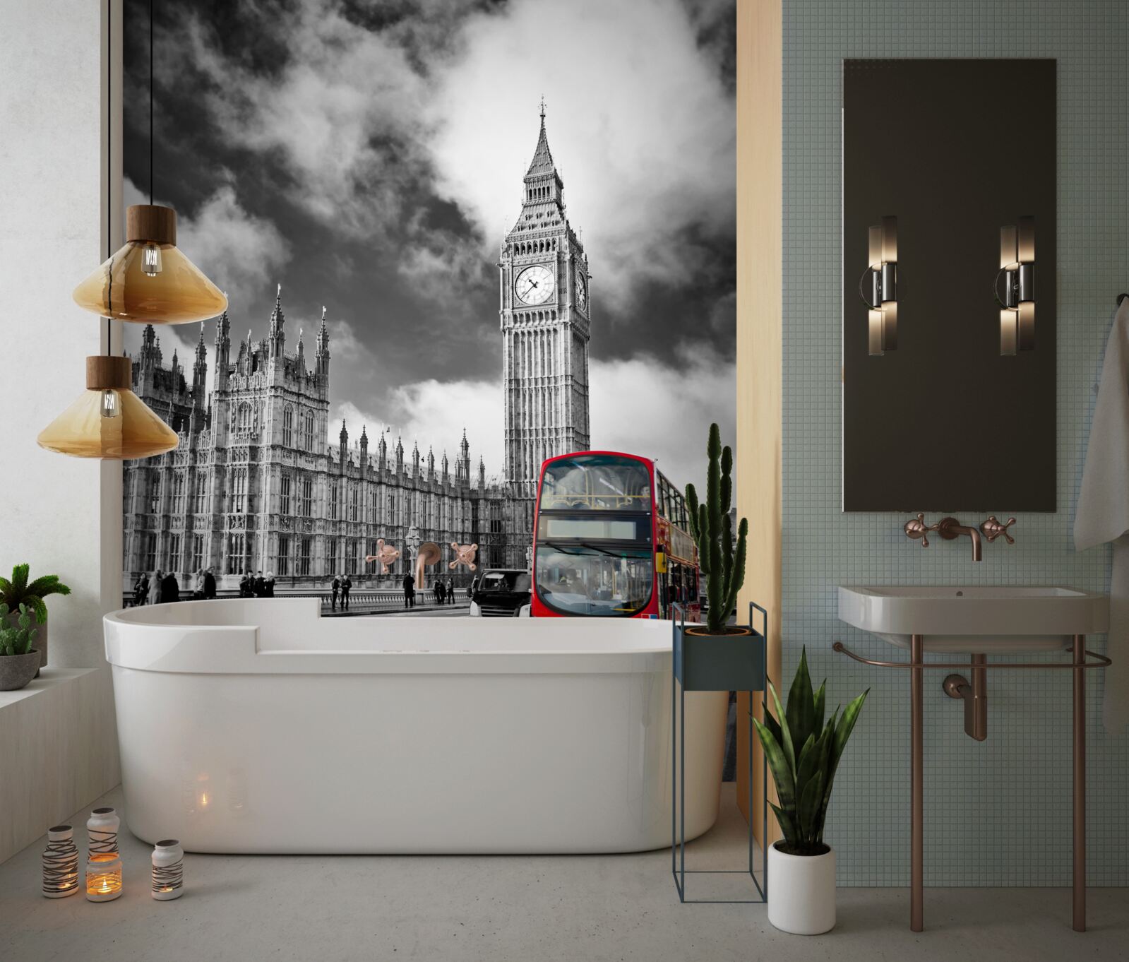 Фотошпалери біг-бен і червоний автобус