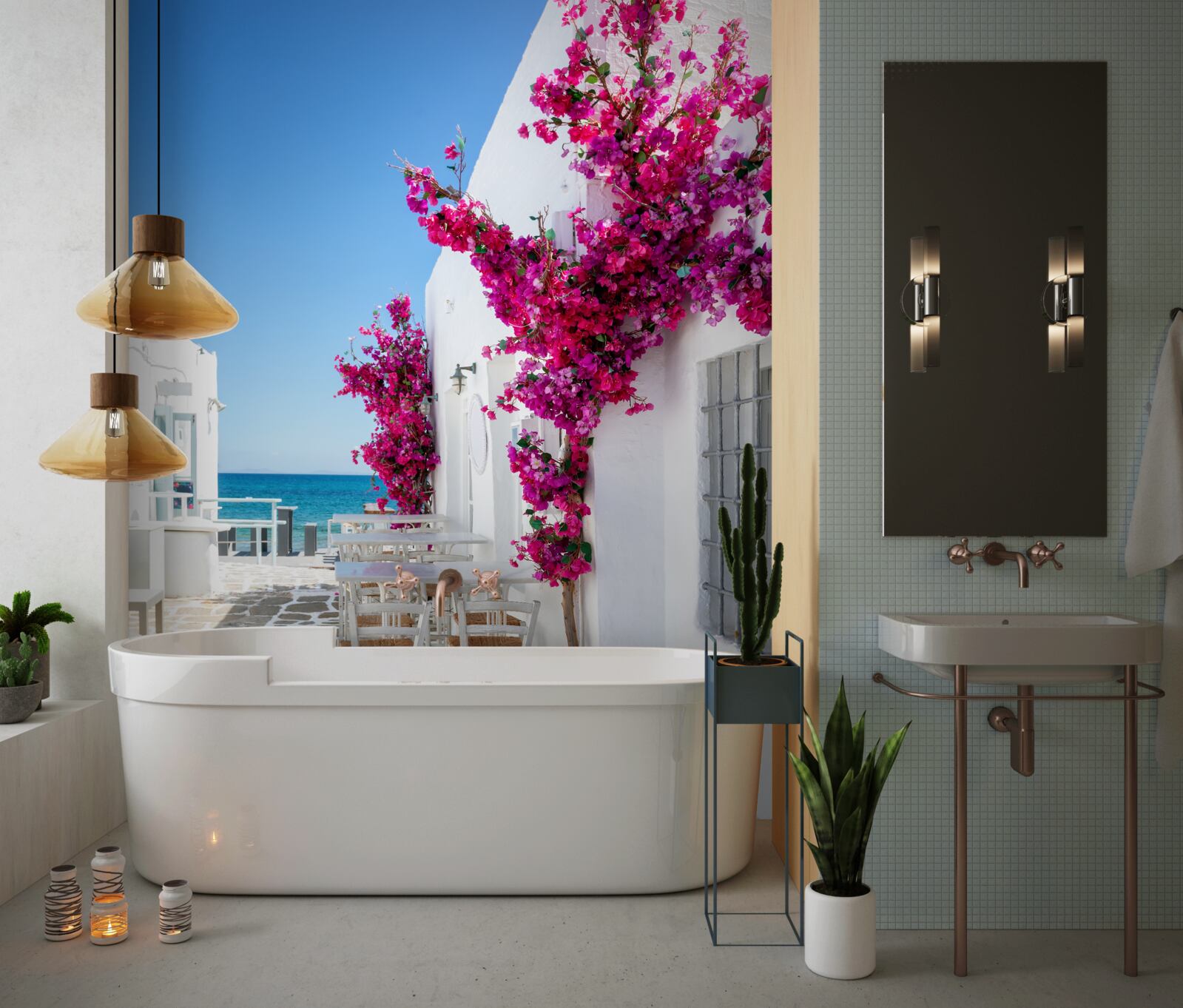 Фотошпалери морська вулиця пофарбована в білий колір