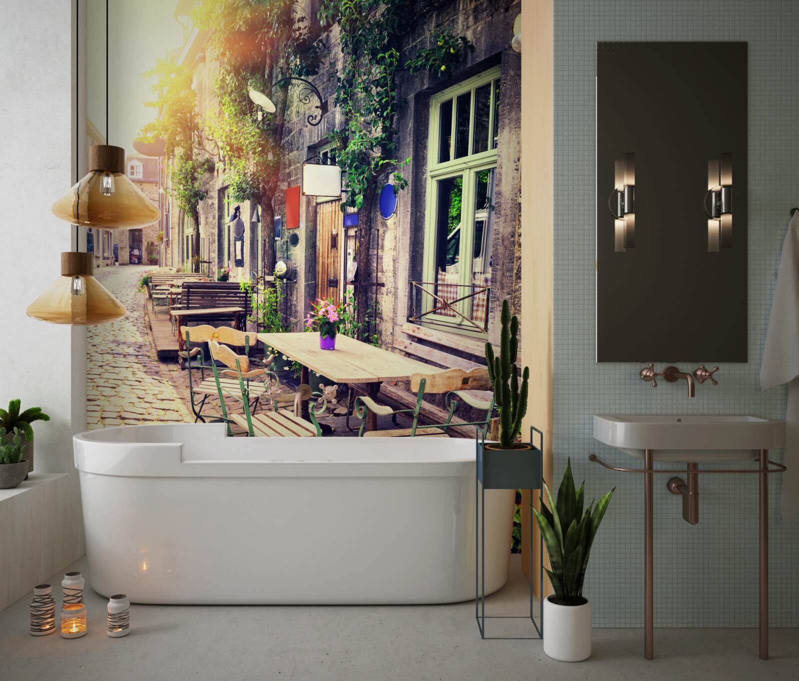 Фотошпалери сімейне кафе з затишною атмосферою на світанку