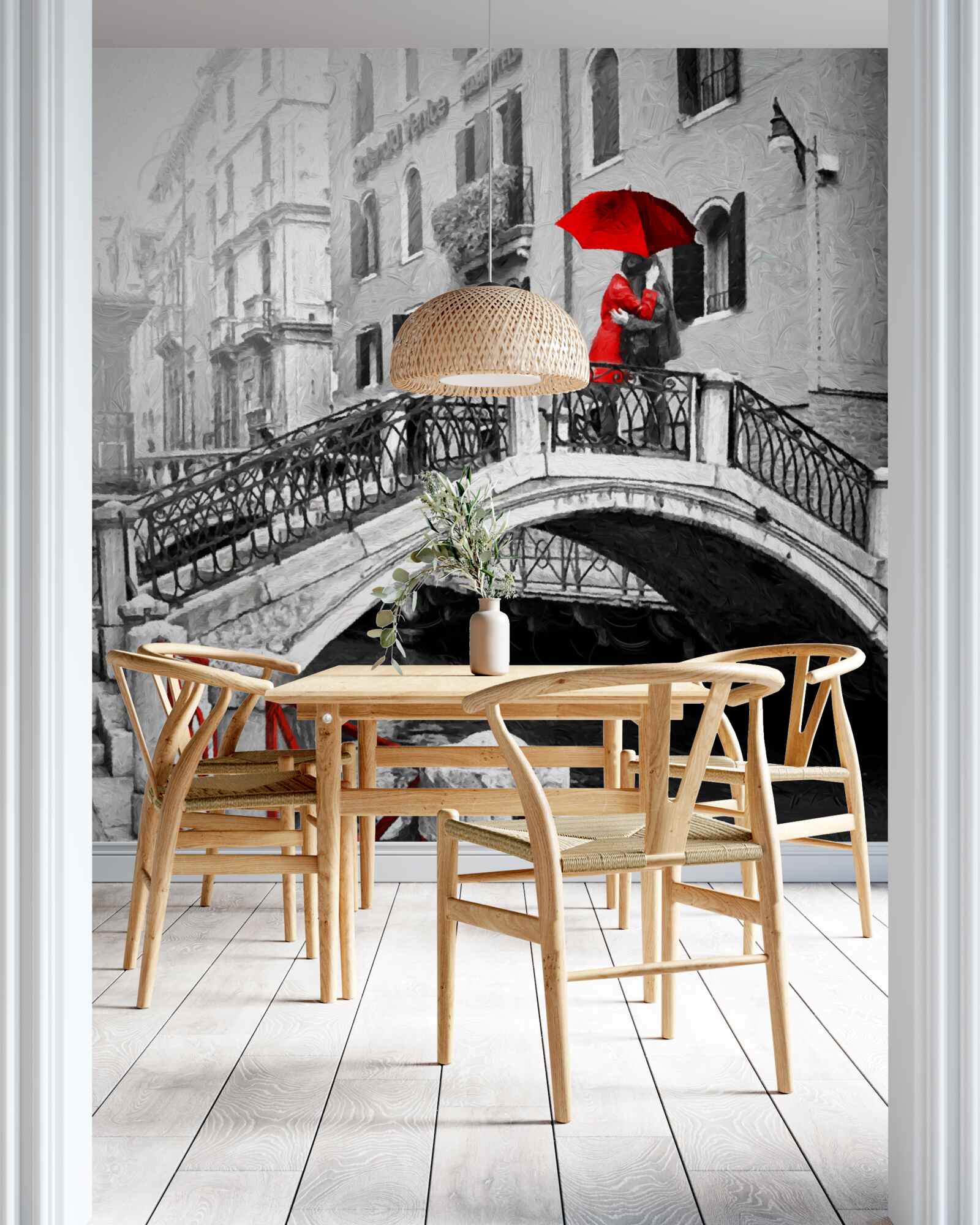 Фотошпалери чорно-біла фотографія пари на венеціанському мосту