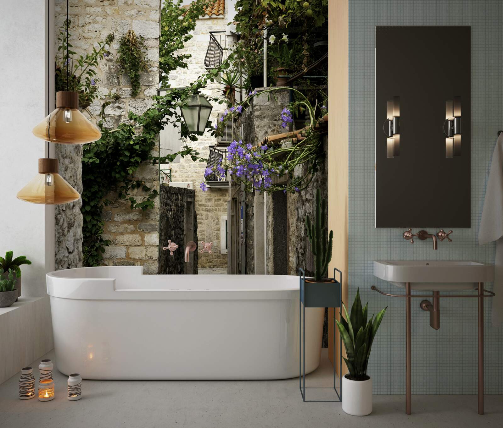 Фотошпалери стару міську дорогу з каменю