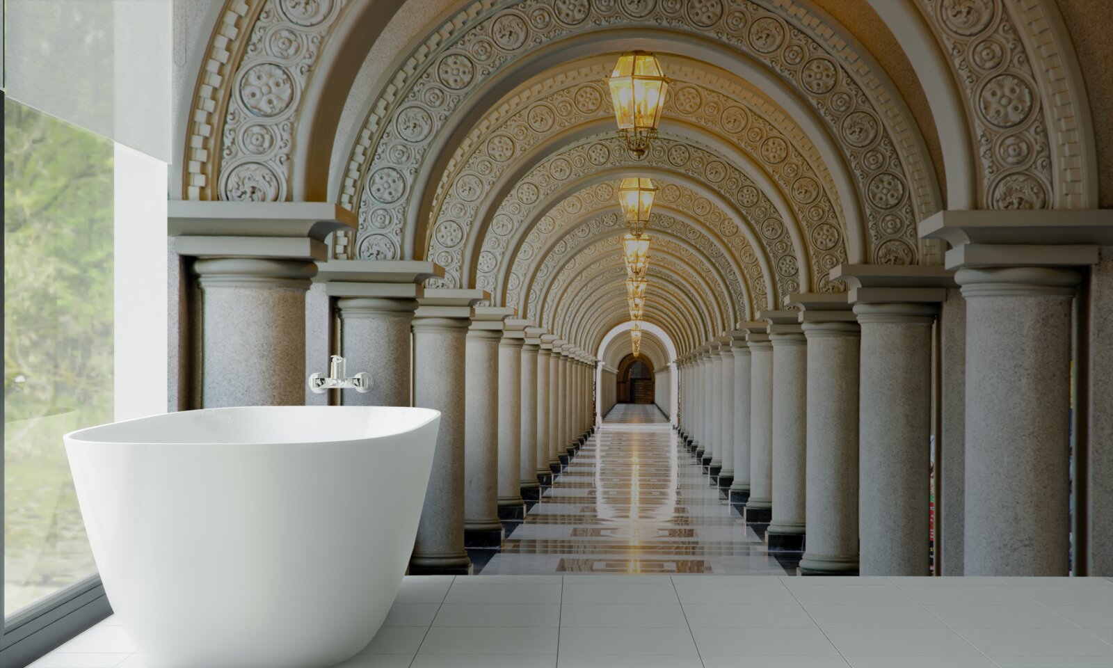 Фотошпалери нескінченний ряд мармурових колон