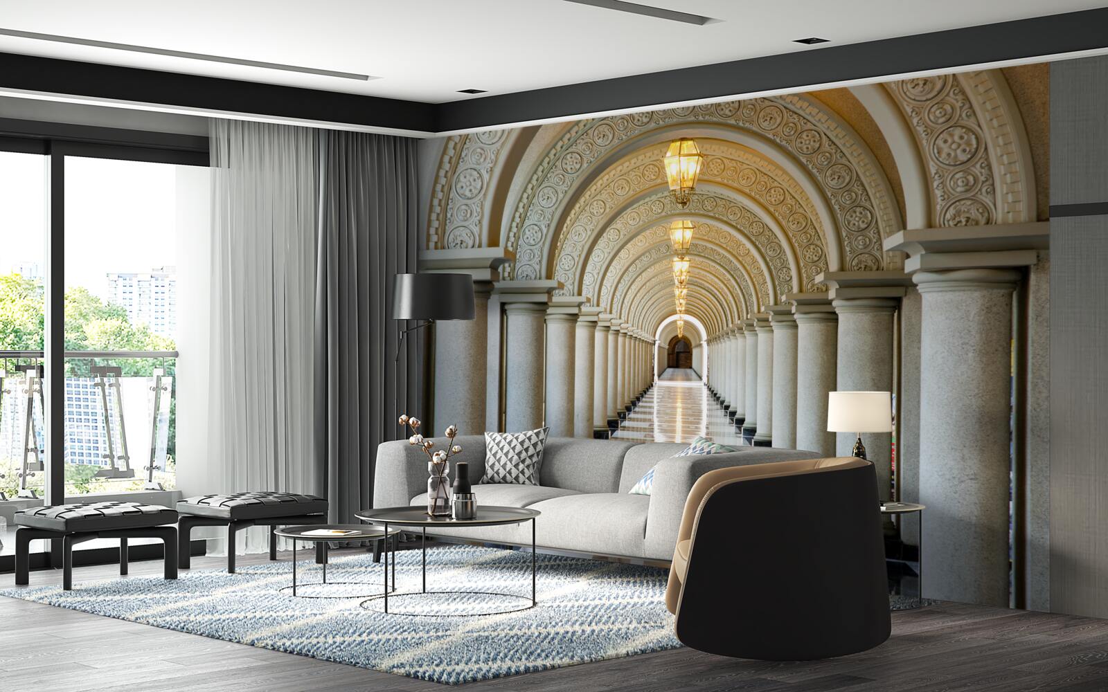 Фотошпалери нескінченний ряд мармурових колон