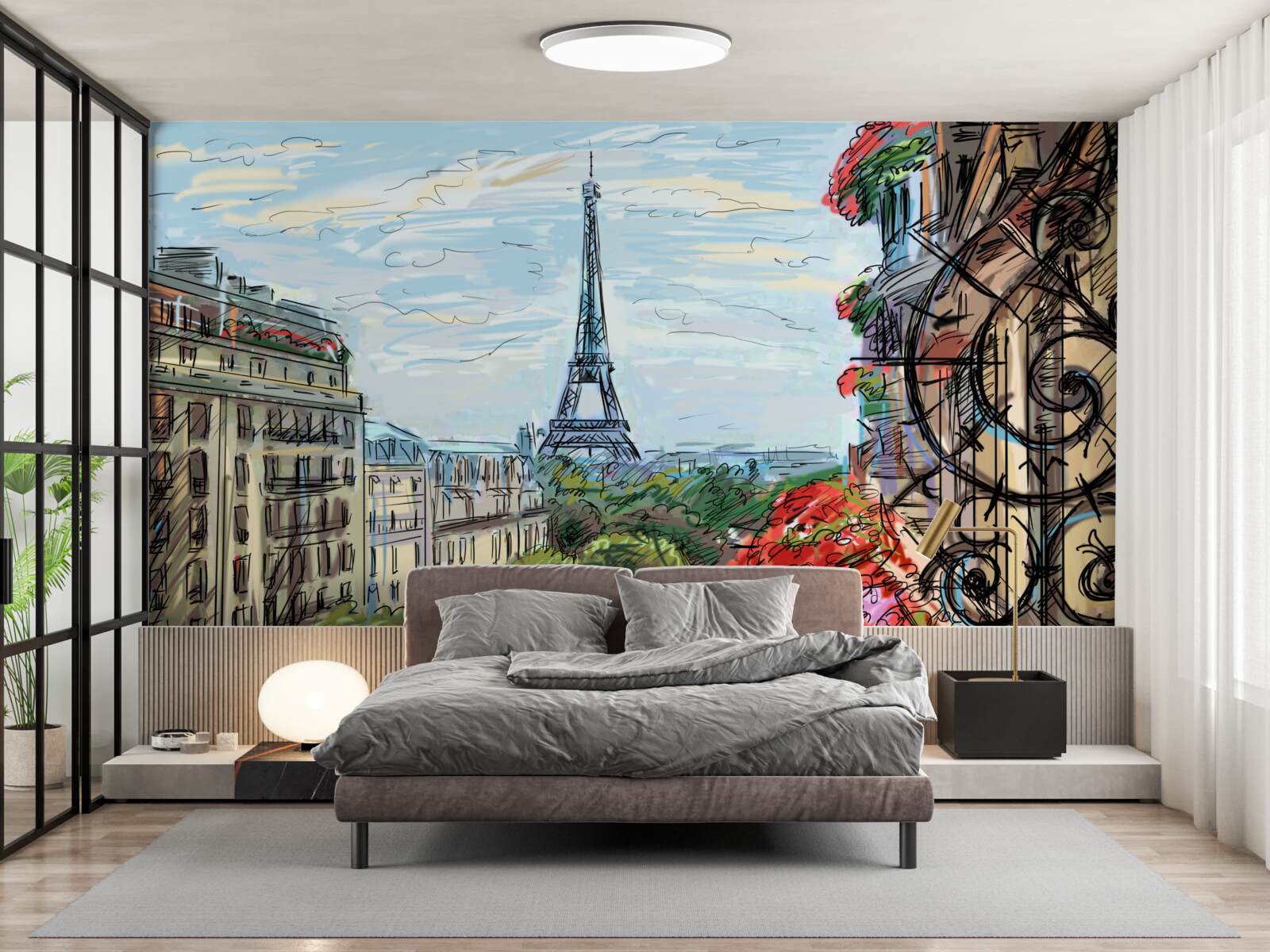 Фотошпалери захоплюючий вид на Ейфелеву вежу з балкона